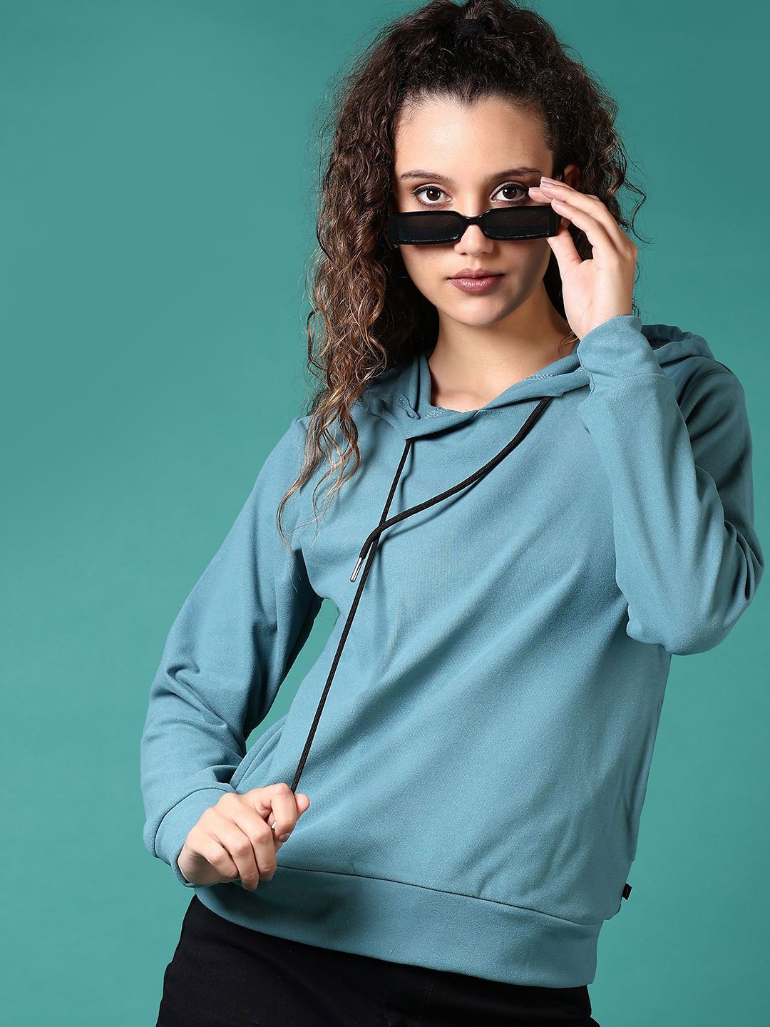 

V-Mart Women Hooded Sweatshirt, Teal