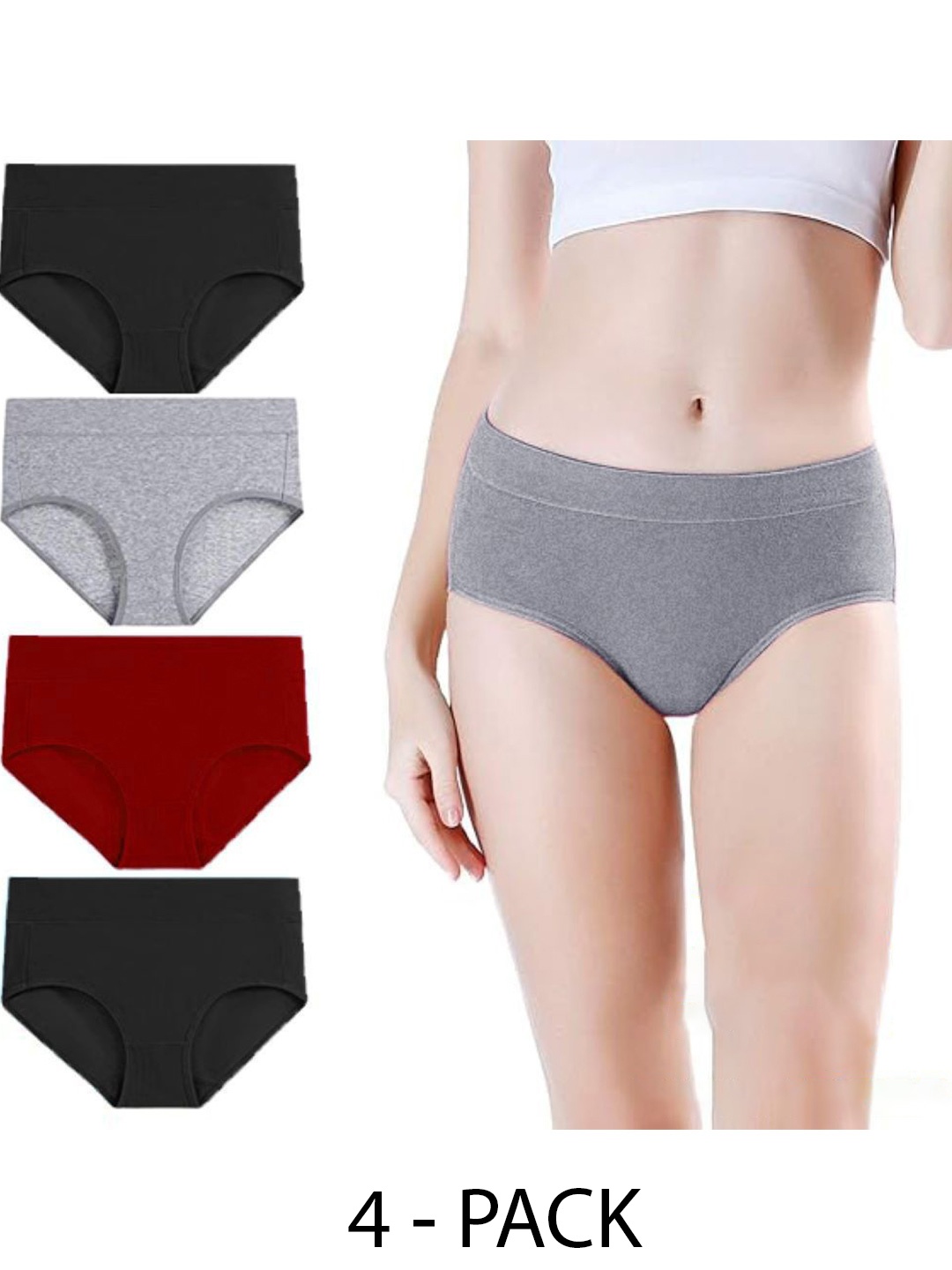 

Diving Deep Women Plus Size Pack of 4 Hipster Briefs, Assorted