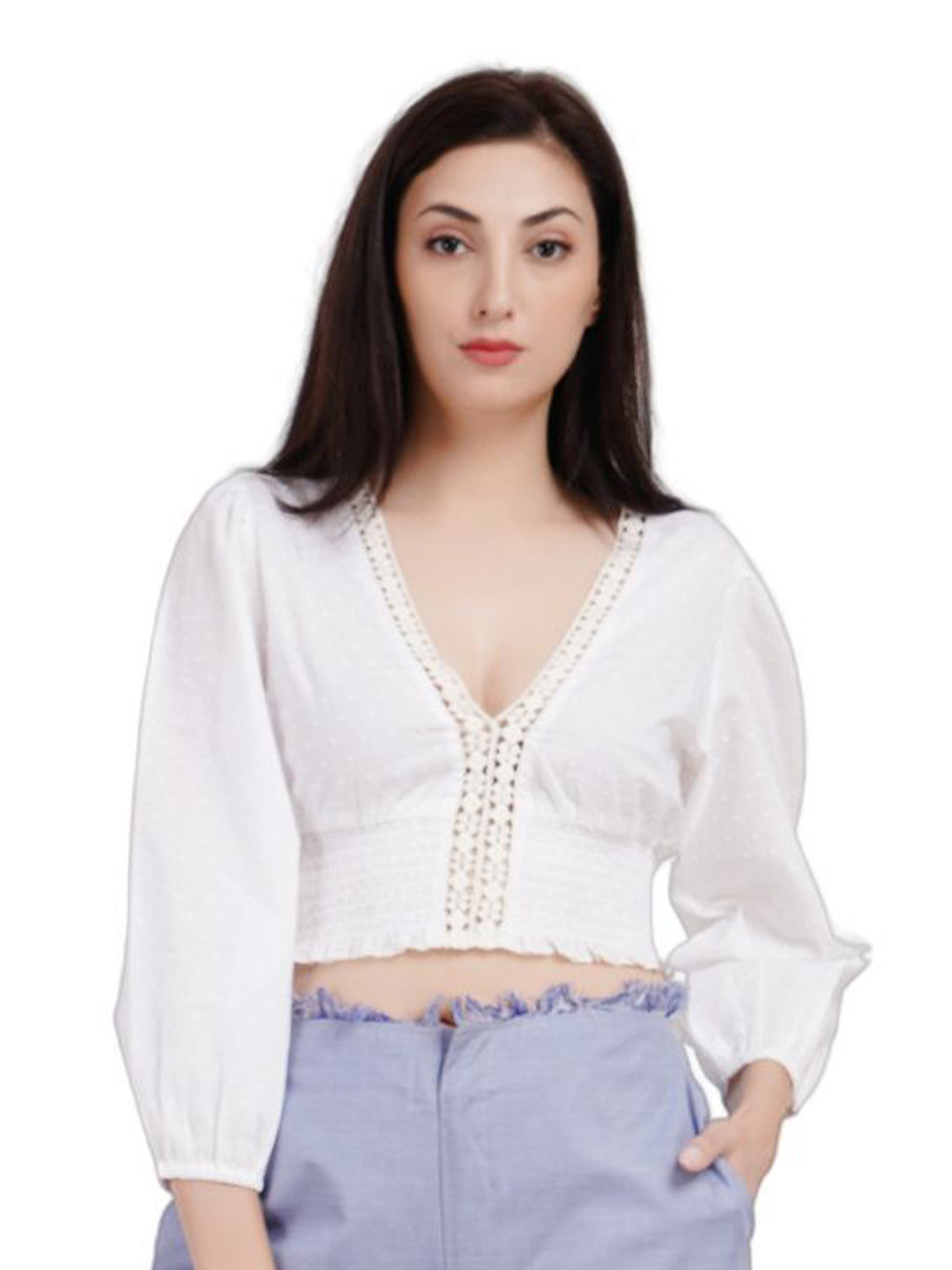 

Kiarabel Retail Cotton Crop Top, White