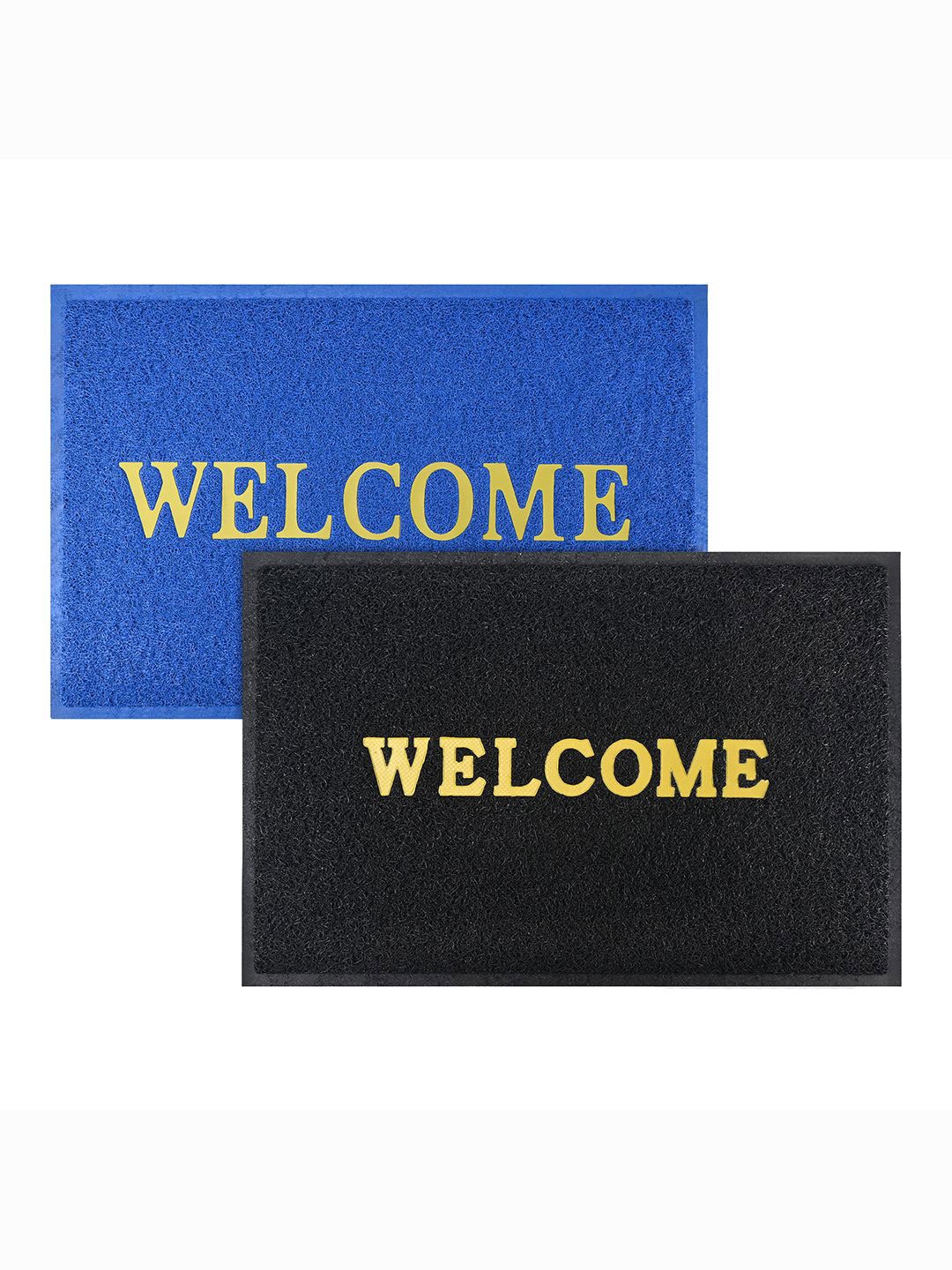 

Kuber Industries Pack Of 2 Blue & Black Anti-Skid Doormats