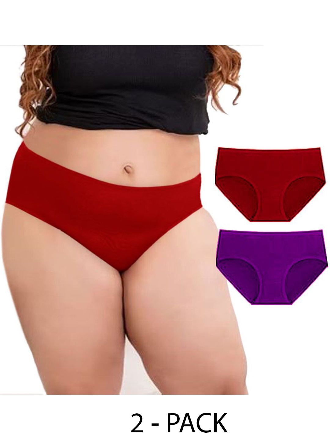 

Diving Deep Women Pack of 2 Cotton Assorted Plus Size Hipster Briefs