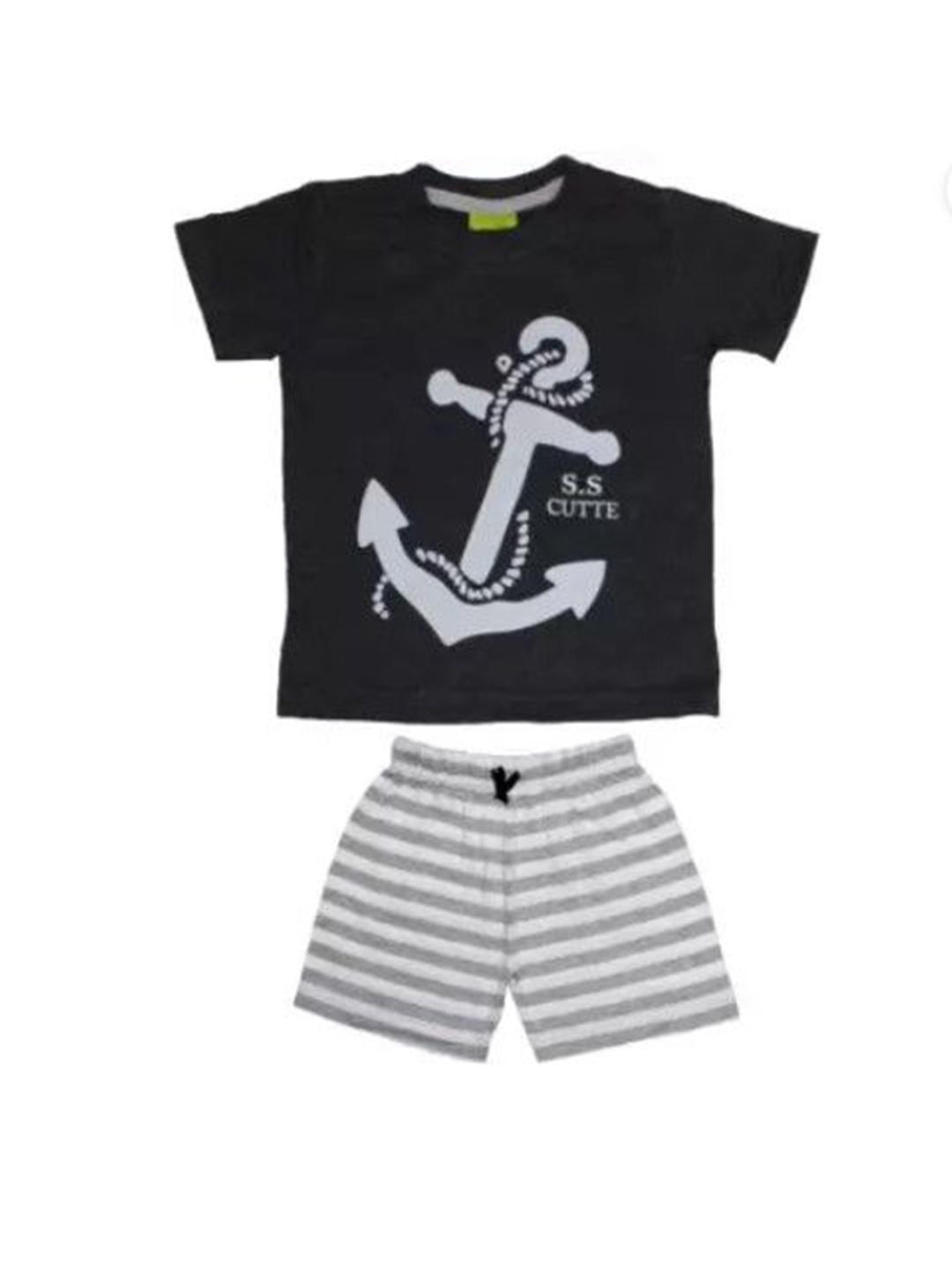 

BILLYBALL Unisex Kids Printed Round Neck Pure Cotton T-Shirt With Shorts, Black