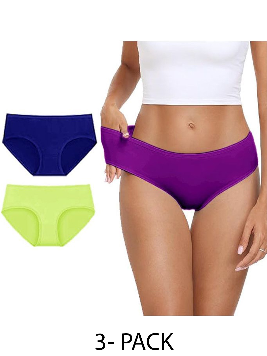 

Diving Deep Women Pack of 3 Cotton Hipster Briefs, Purple