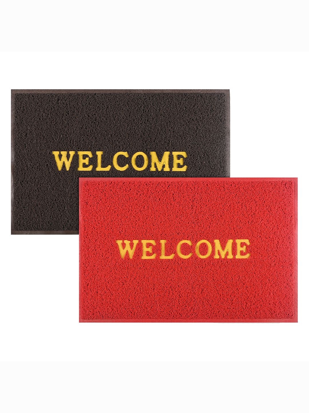 

Kuber Industries Brown & Red 2 Pieces Printed Anti-Skid Doormats