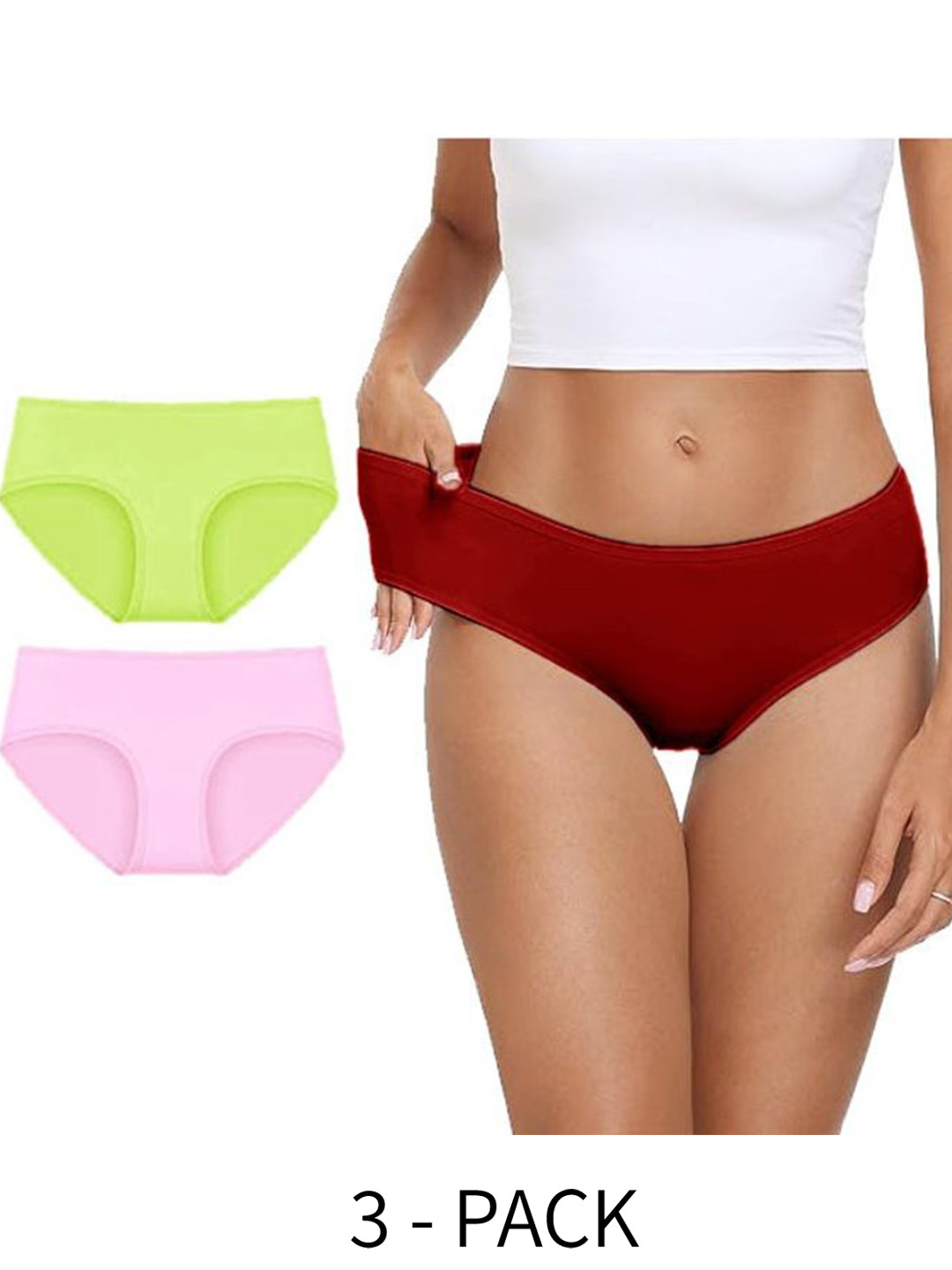 

Diving Deep Women Pack of 3 Cotton Boy Shorts Briefs, Red