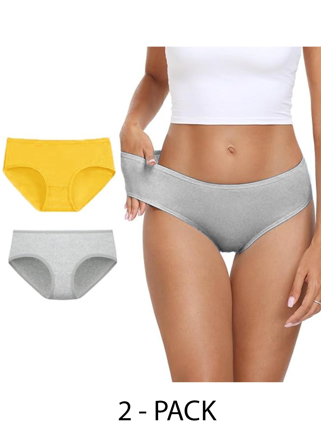 

Diving Deep Women Pack of 2 Mid-Rise Cotton Hipster Briefs, Grey