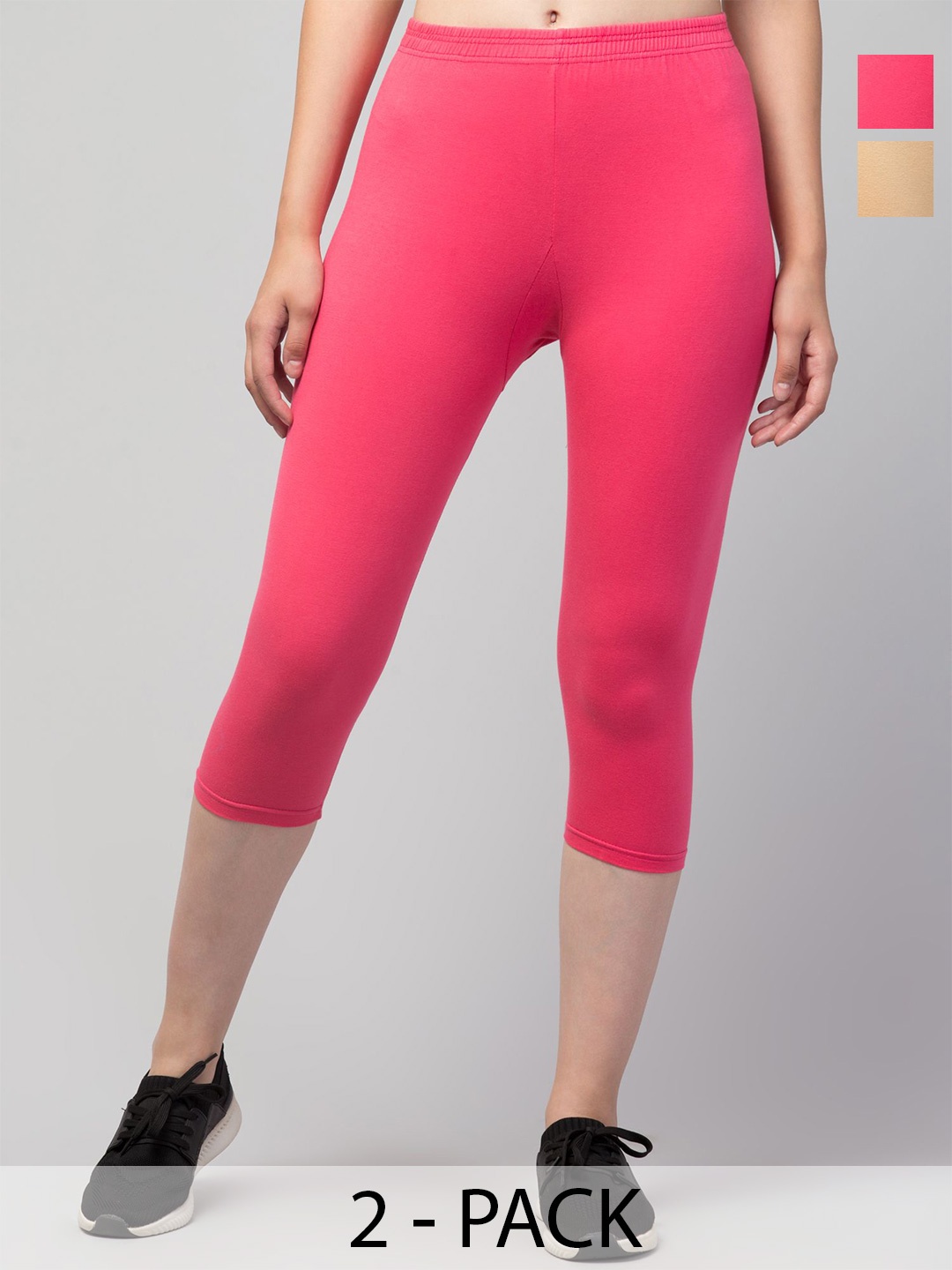 

ULLAS Women Skinny Fit Capris, Pink