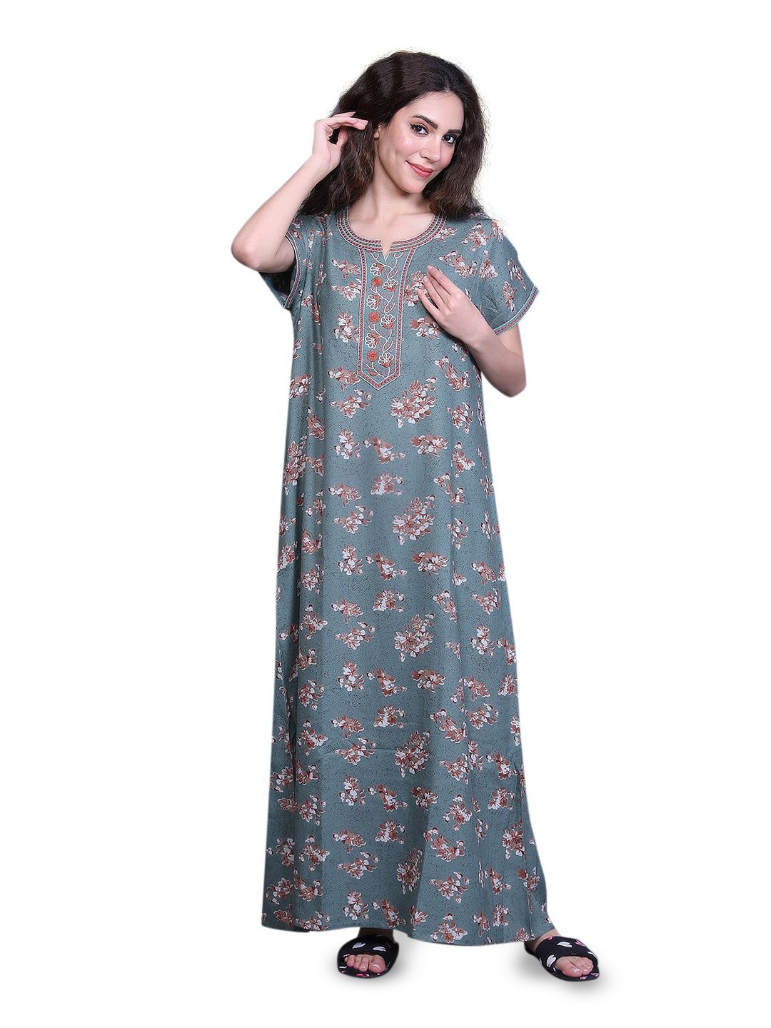 

evolove Printed Maxi Nightdress, Green