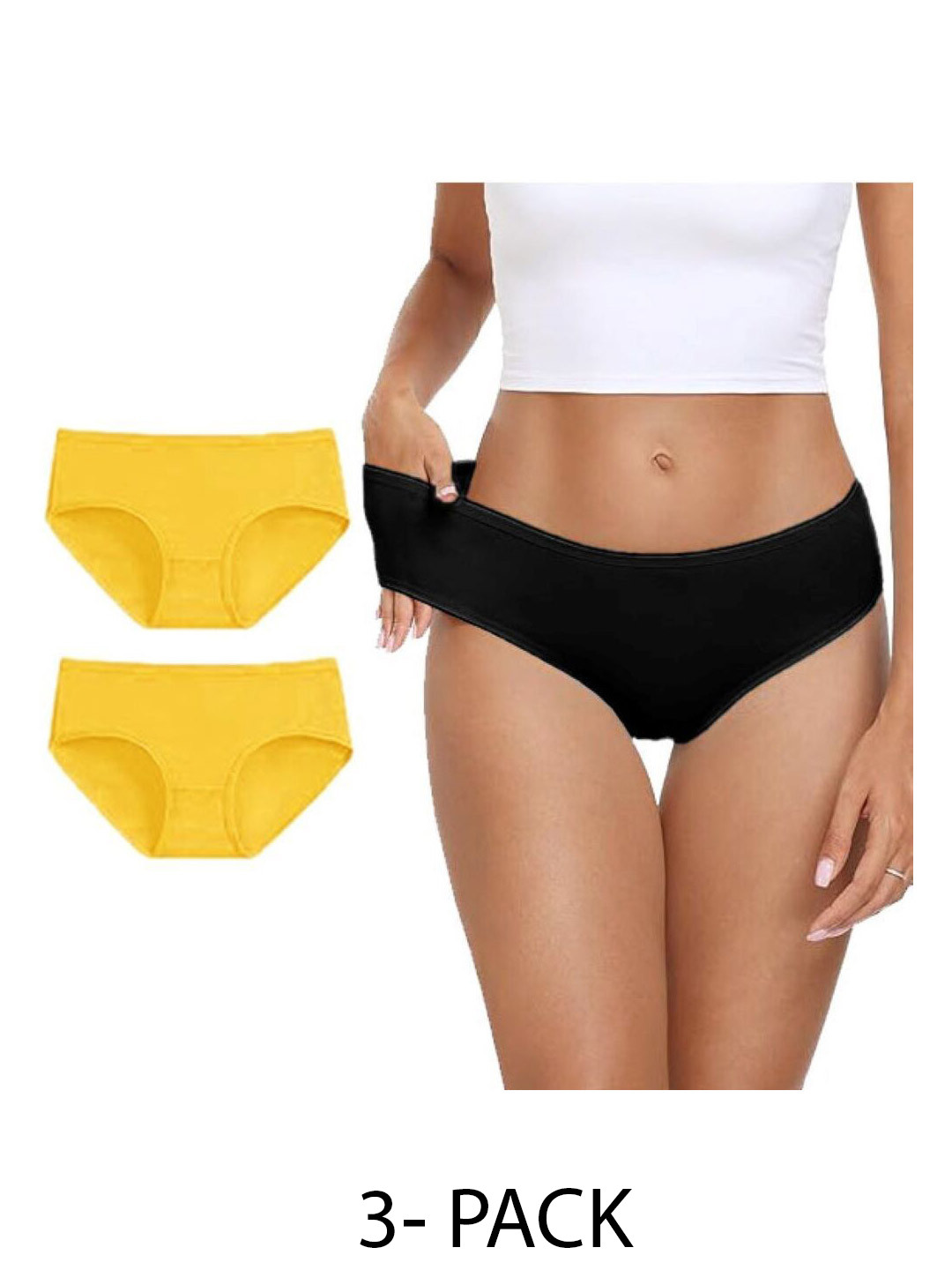 

Diving Deep Women Pack of 3 Cotton Hipster Briefs, Black