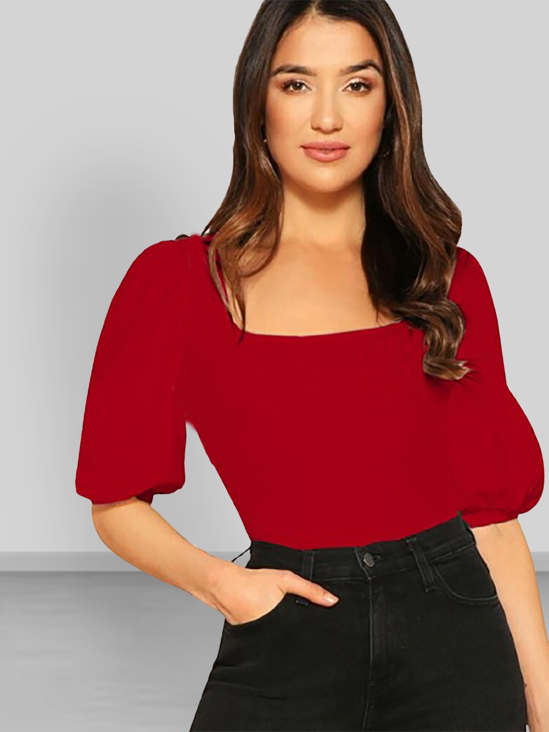 

Dream Beauty Fashion Puff Sleeve Top, Red