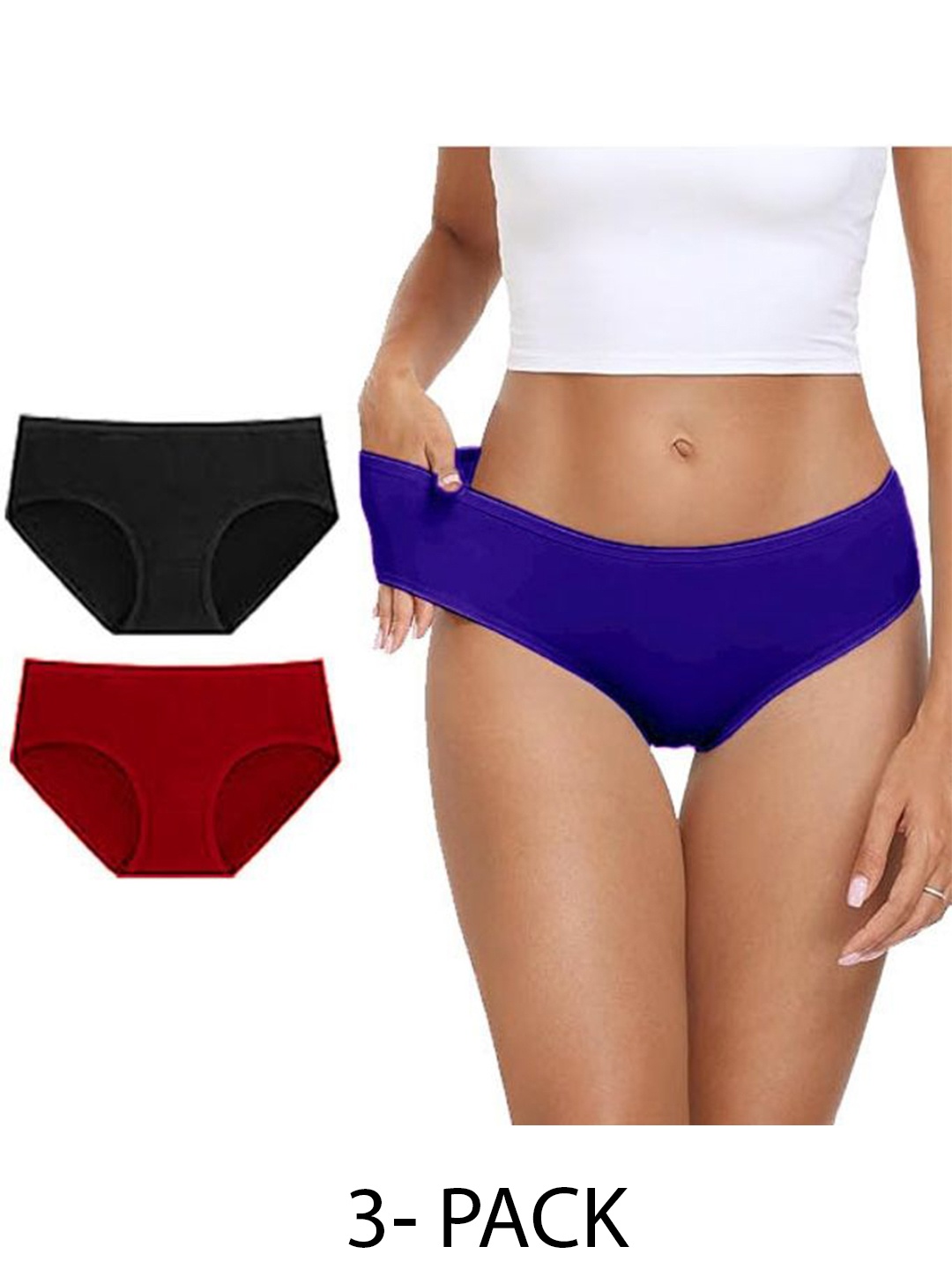 

Diving Deep Women Pack of 3 Cotton Hipster Briefs, Blue