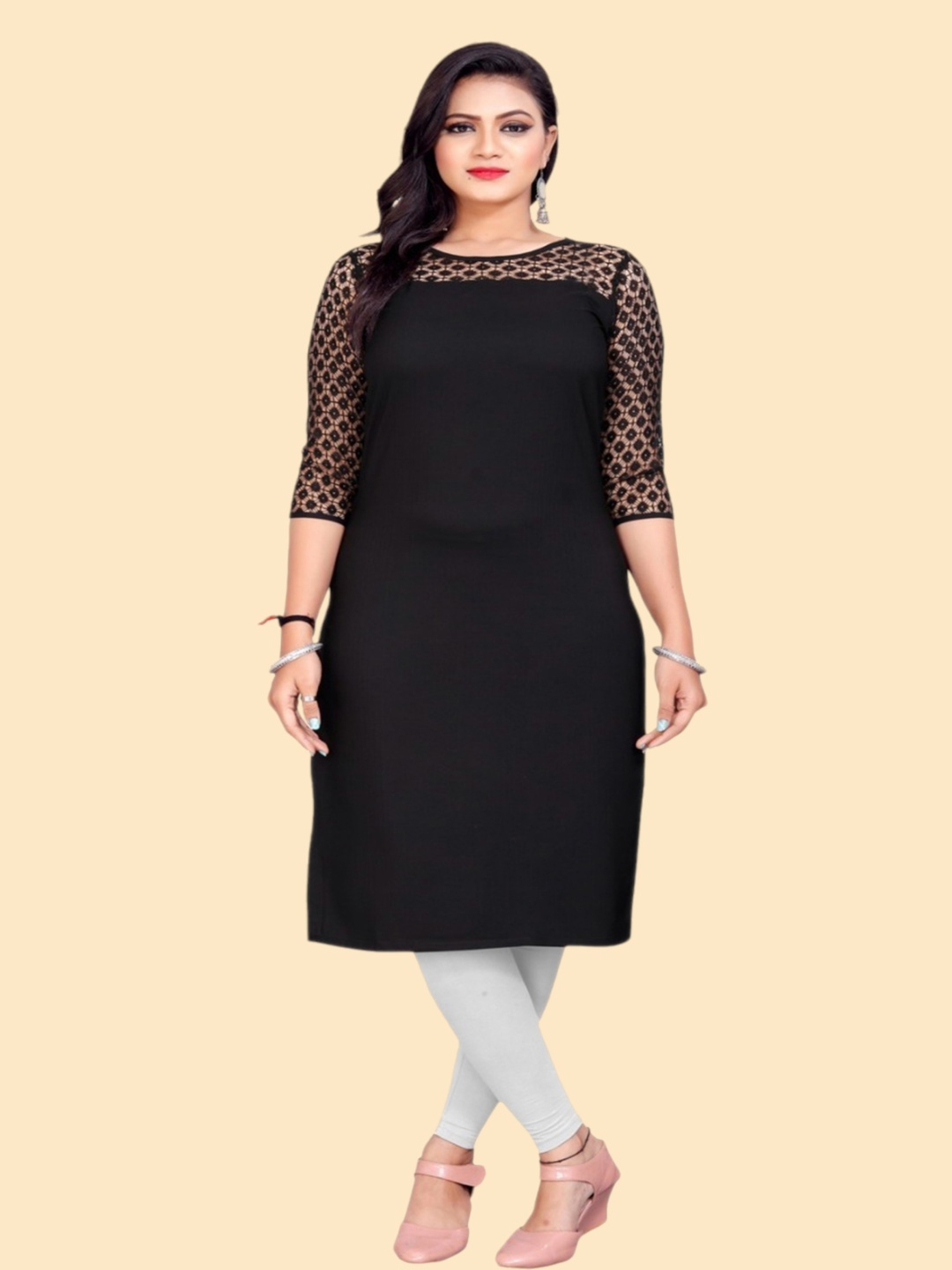 

Dream Beauty Fashion Pure Crepe Kurti, Black