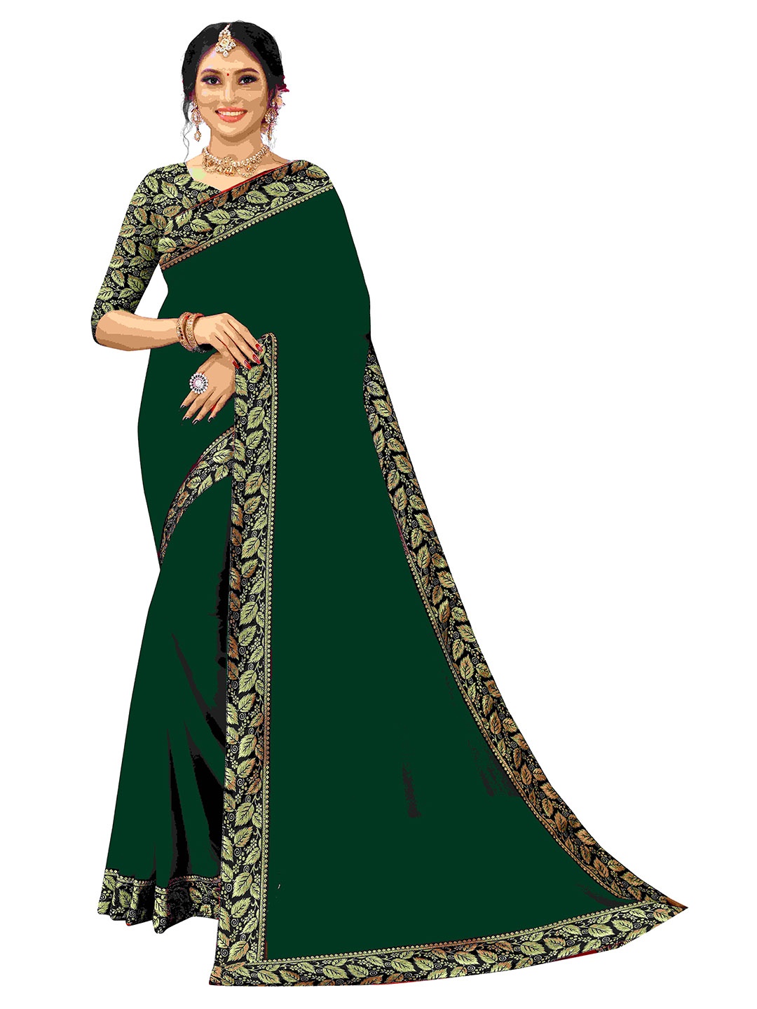 

Flip The Style Woven Design Pure Georgette Saree, Green