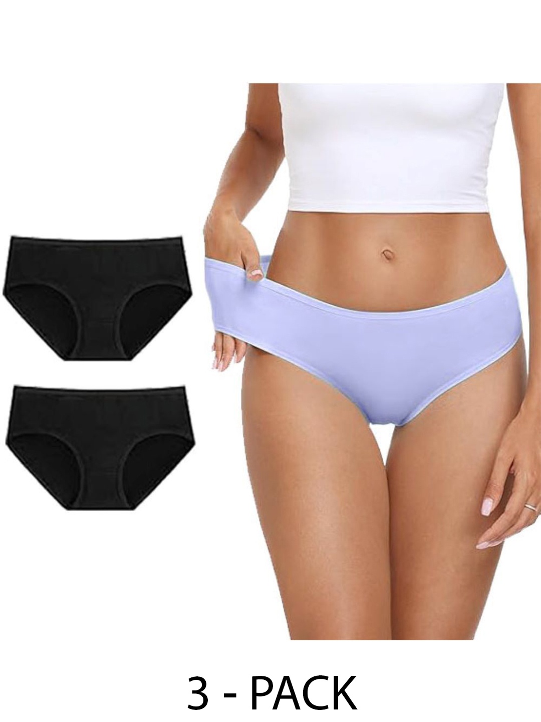 

Diving Deep Women Plus Size Pack of 3 Cotton Hipster Briefs, Assorted