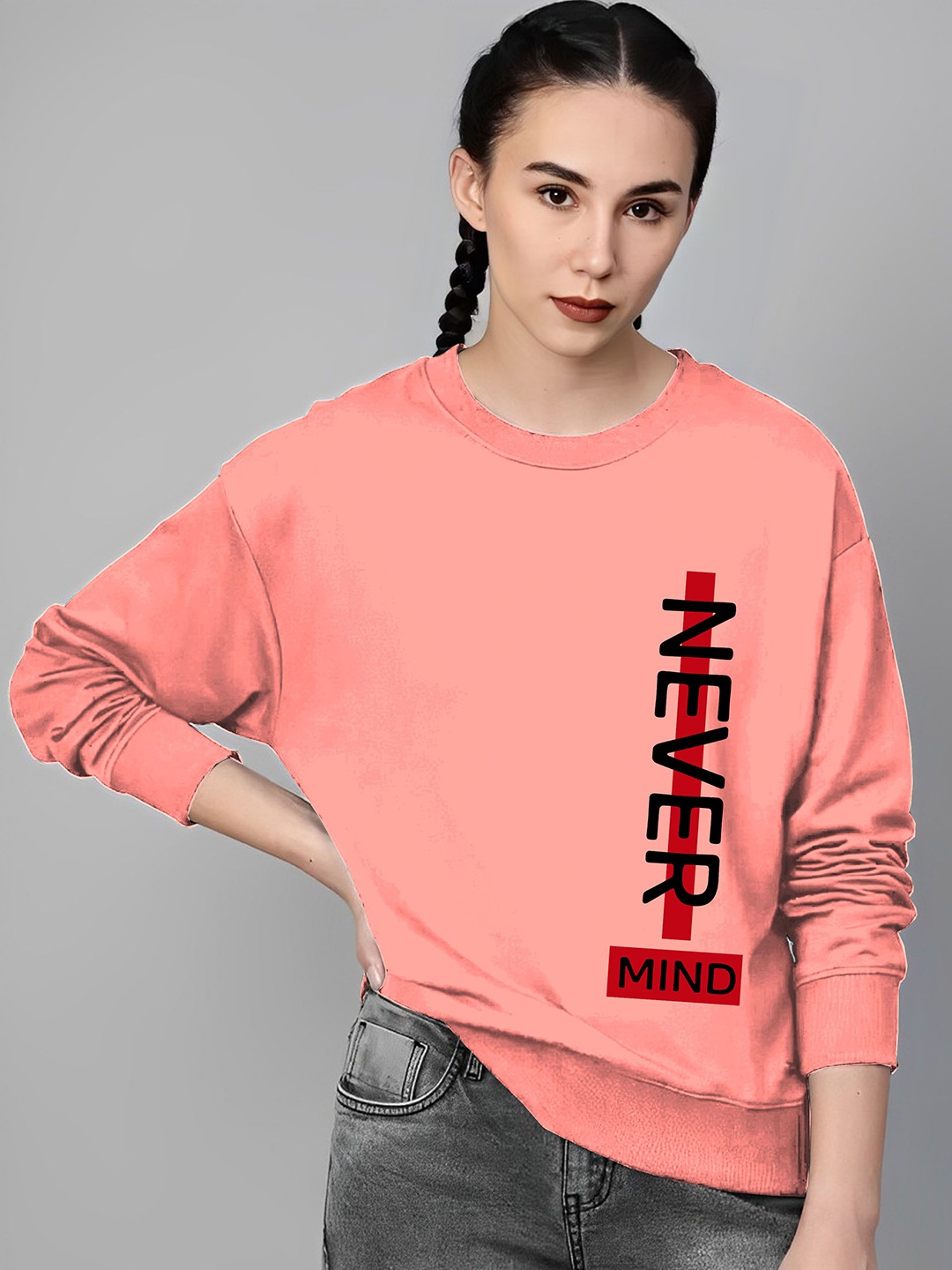 

Parona Women Printed Sweatshirt, Peach