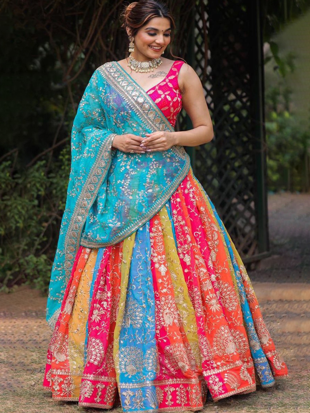 

KALINI Embroidered Sequinned Semi-Stitched Lehenga & Unstitched Blouse With Dupatta, Red