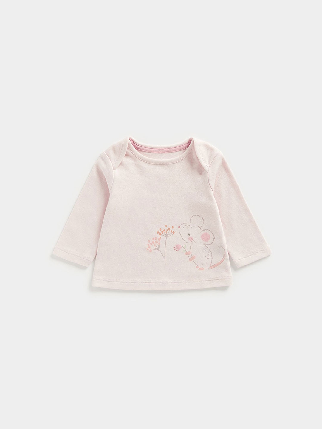 

mothercare Girls Graphic Printed Round Neck Pure Cotton T-shirt, Pink