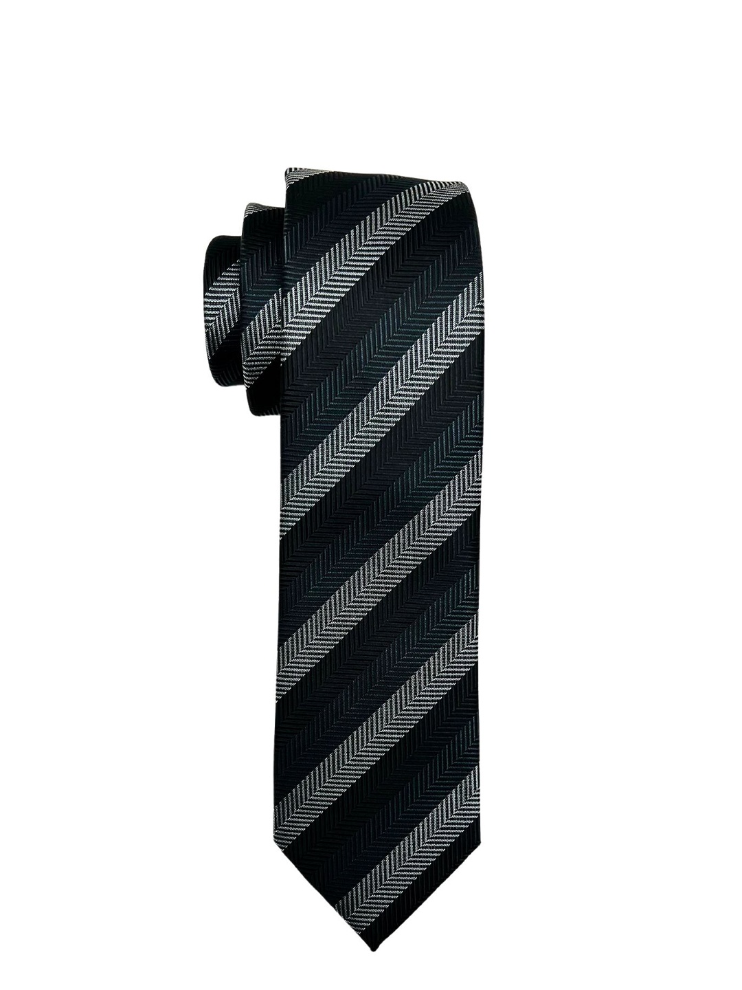 

The Tie Hub Men Striped Broad Tie, Black