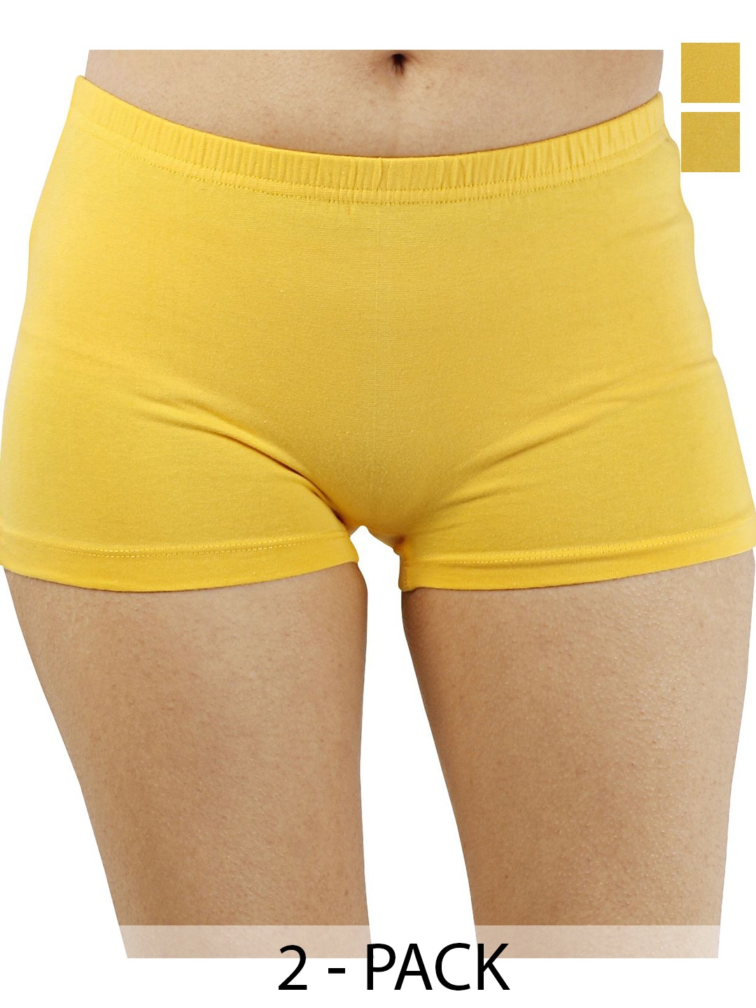 

Diving Deep Women Pack of 2 Cotton Boy Shorts Briefs, Yellow