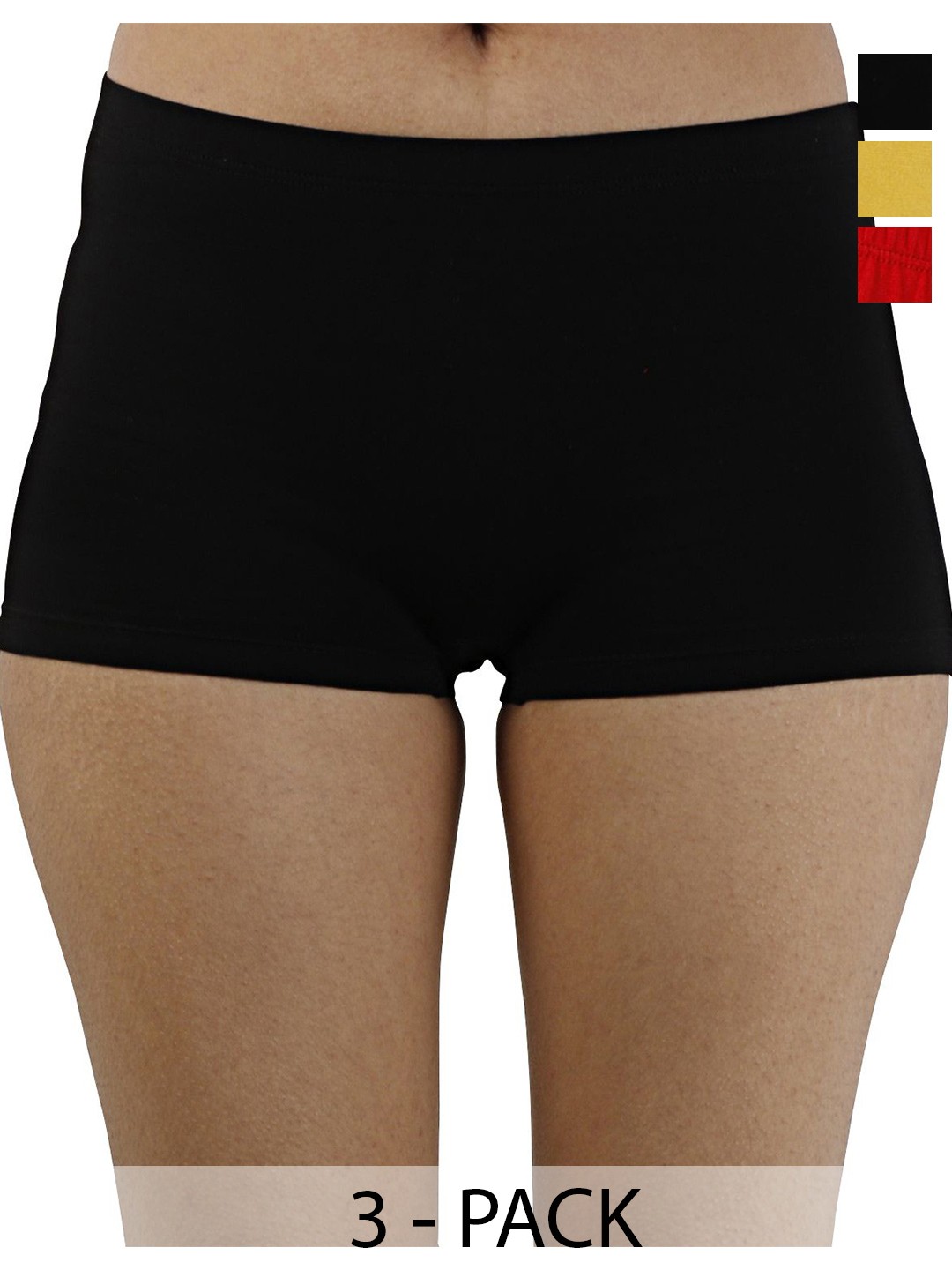 

Diving Deep Women Pack of 3 Cotton Boy Shorts Briefs, Yellow