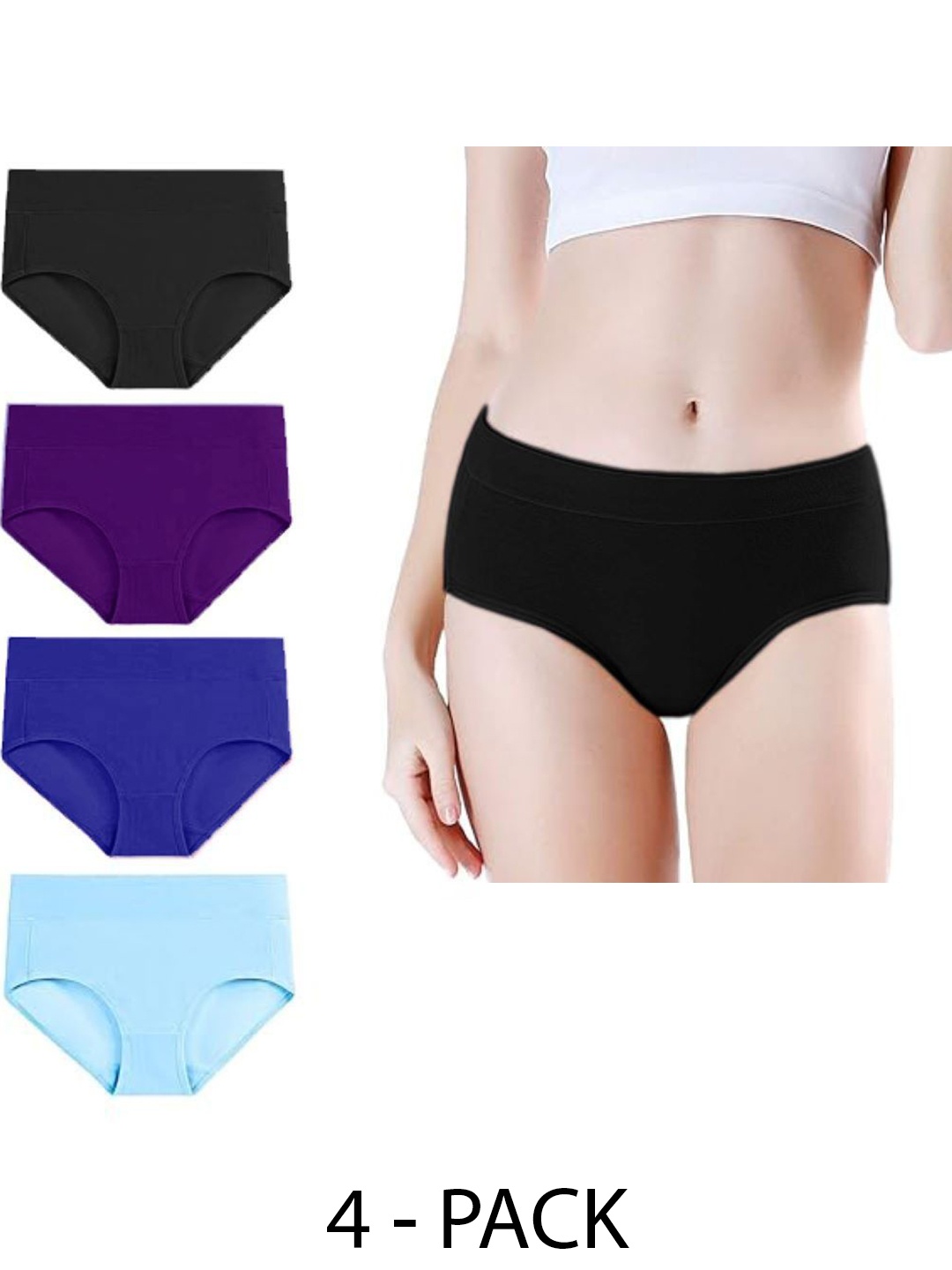 

Diving Deep Women Pack of 4 Hipster Briefs, Black