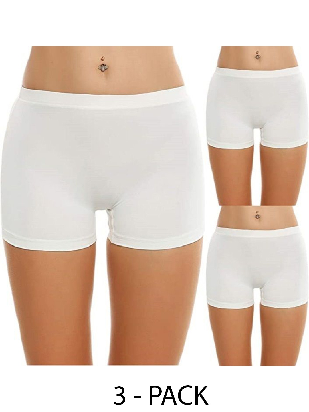 

Diving Deep Women Pack of 3 Boy Shorts Briefs, White