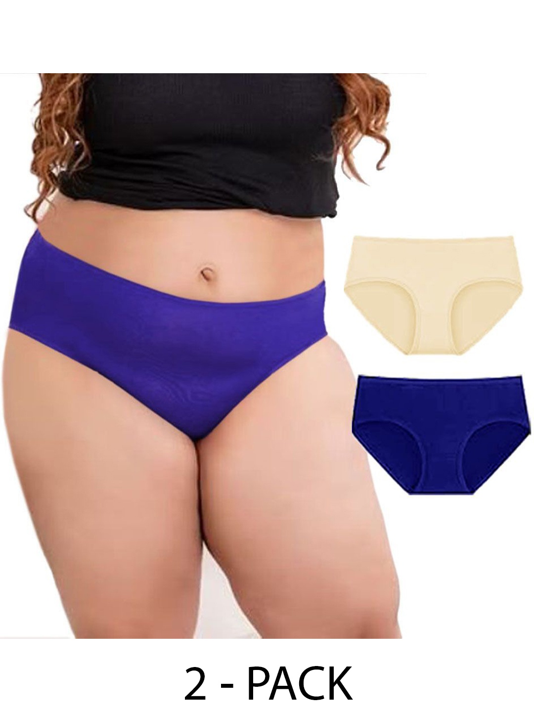 

Diving Deep Women Pack of 2 Cotton Plus size Boy Shorts Briefs, Blue