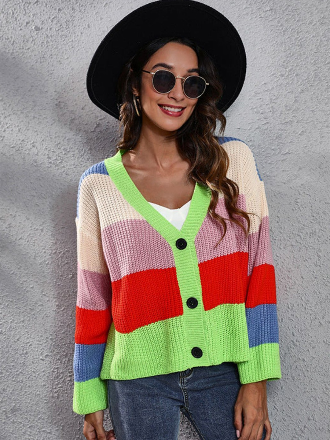 

Oh Rare Women Striped Cardigan, Green