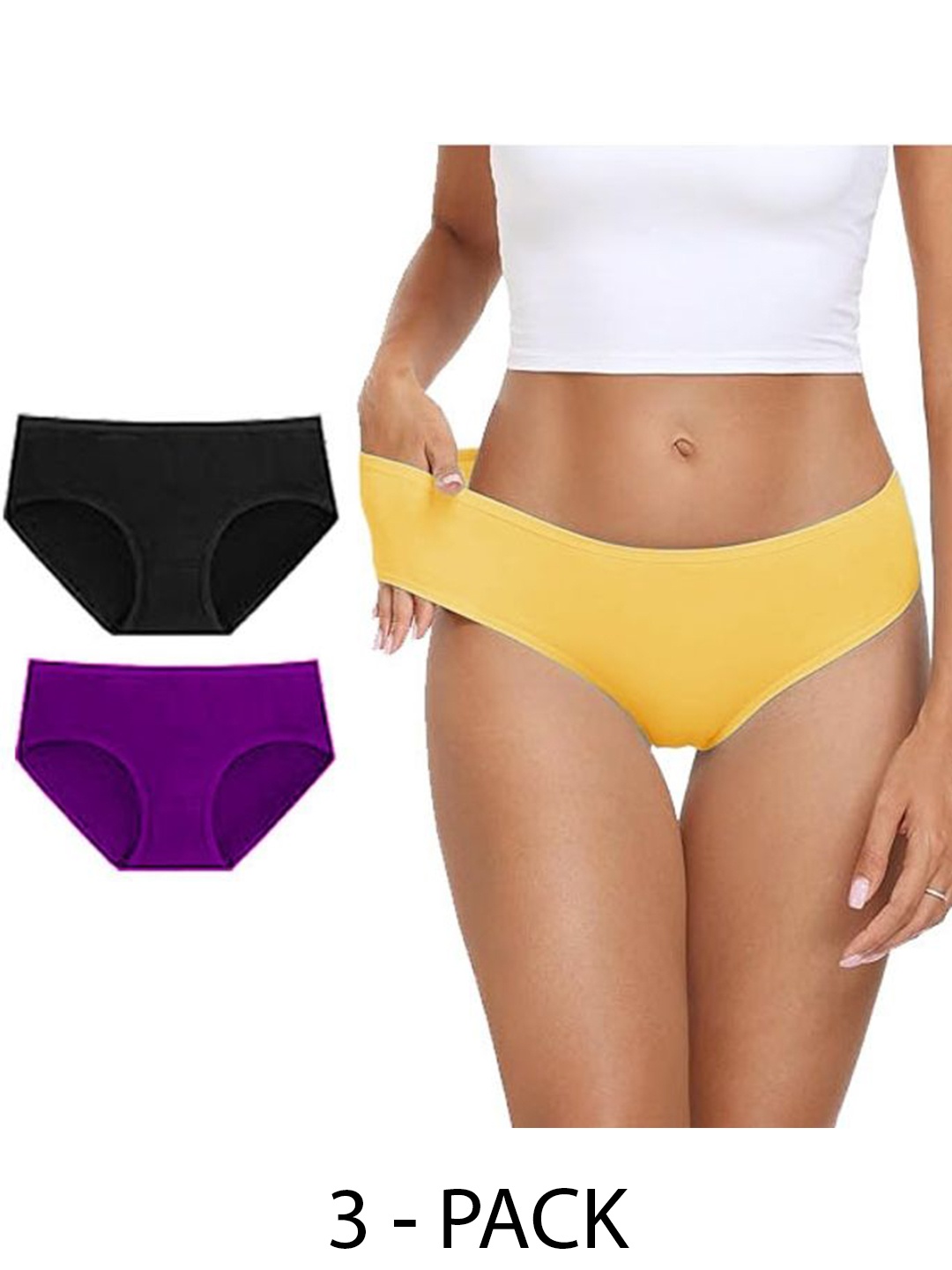 

Diving Deep Women Pack of 3 Cotton Hipster Briefs, Assorted