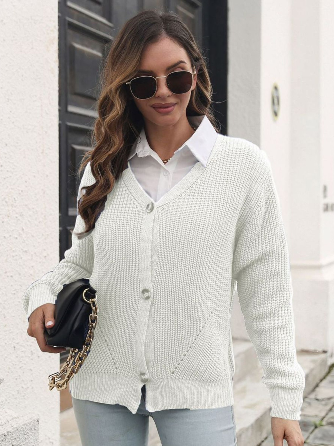 

Oh Rare Women Cable Knit Cardigan, White