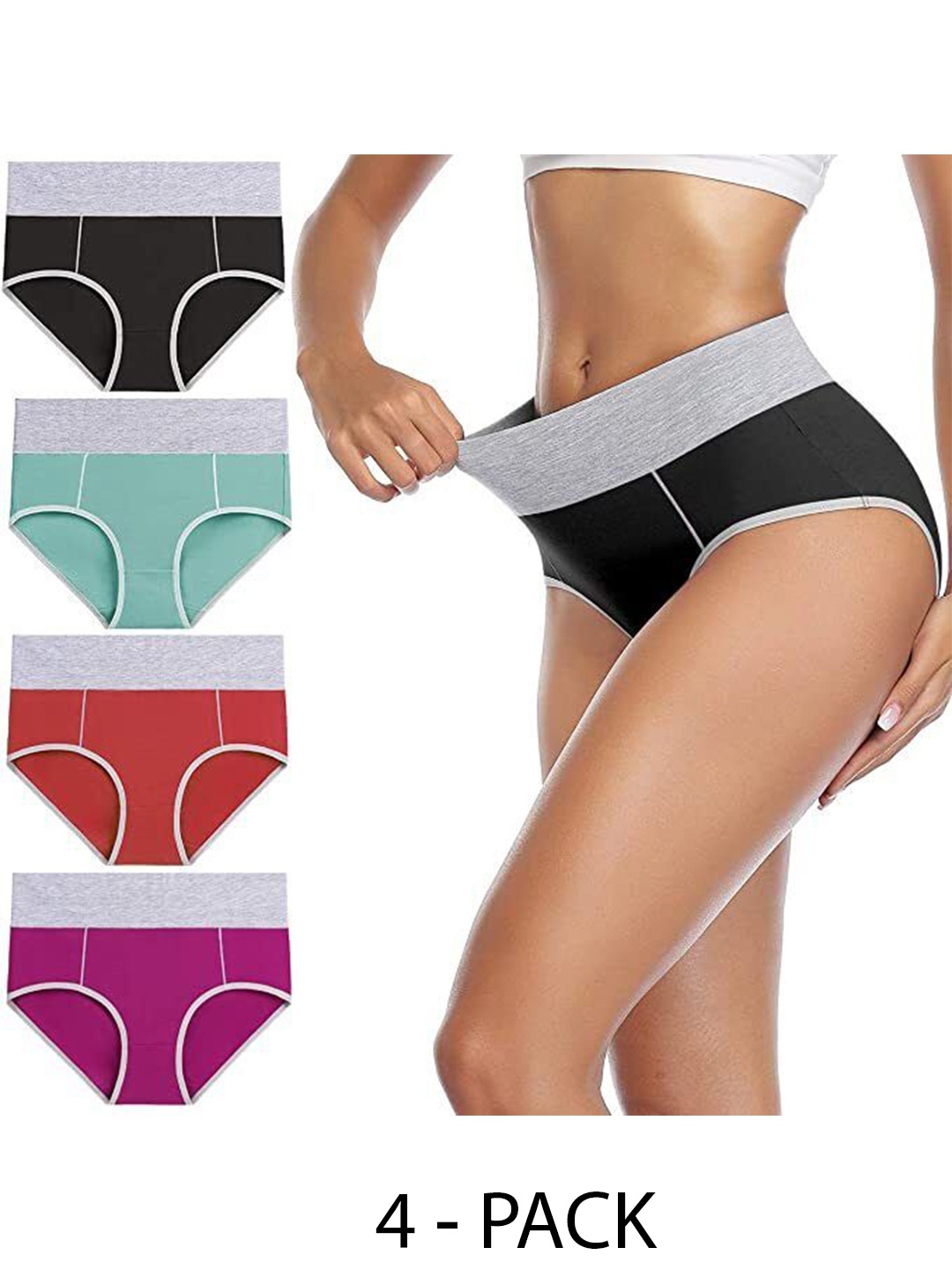 

Diving Deep Women Pack of 4 Hipster Briefs, Black