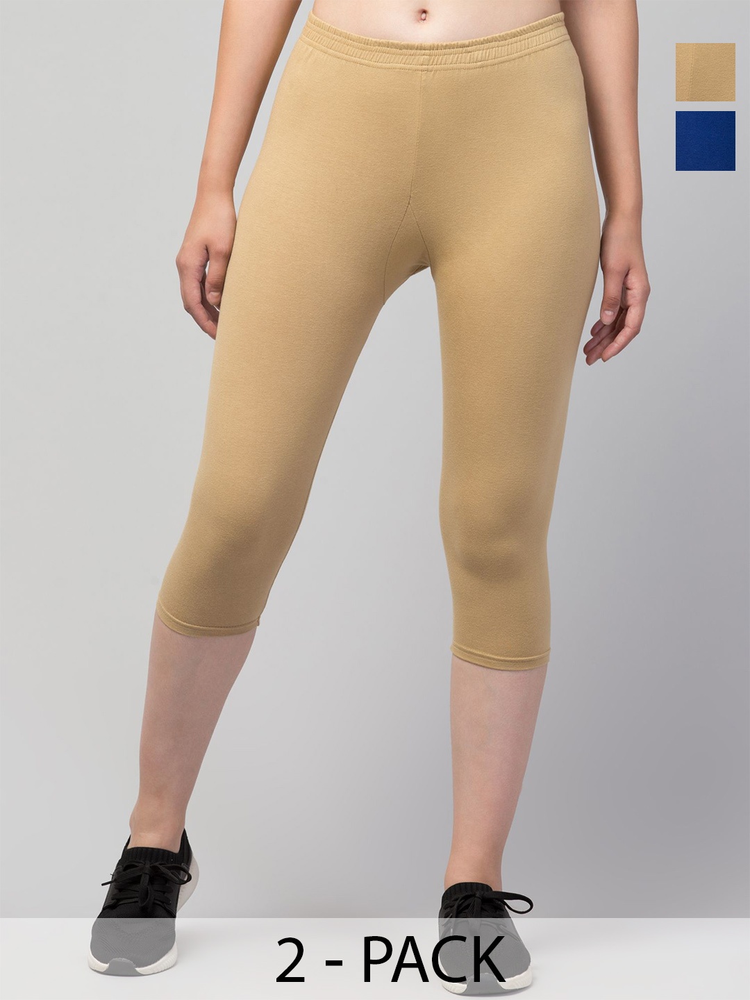 

ULLAS Women Skinny Fit Capris, Beige