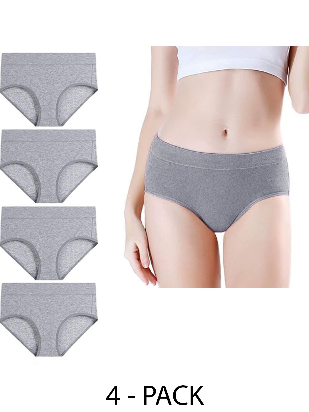 

Diving Deep Women Pack of 4 Cotton Low-Rise Hipster Briefs, Grey