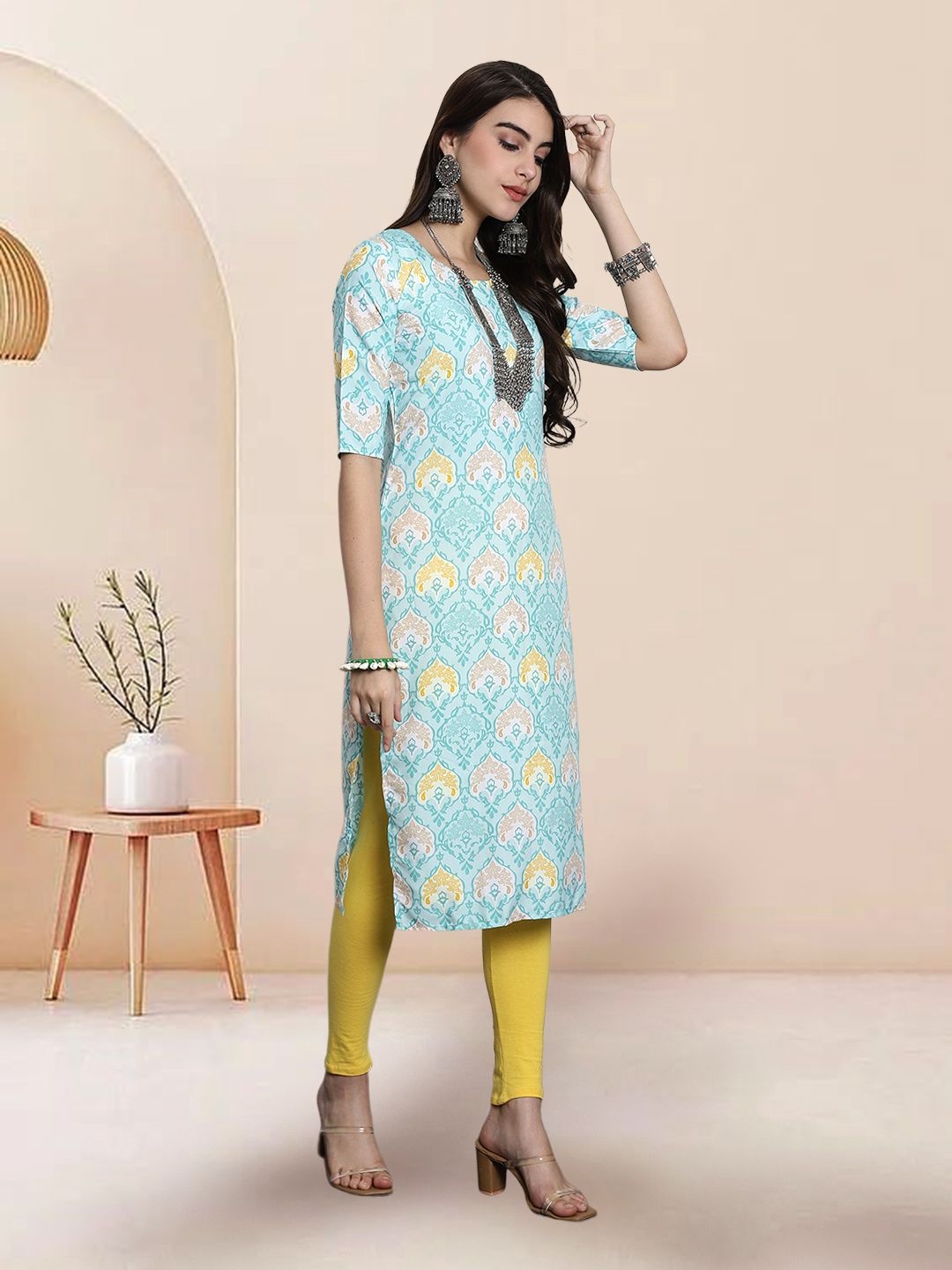 

7Threads Women Ethnic Motifs Printed Floral Crepe Kurta, Multi