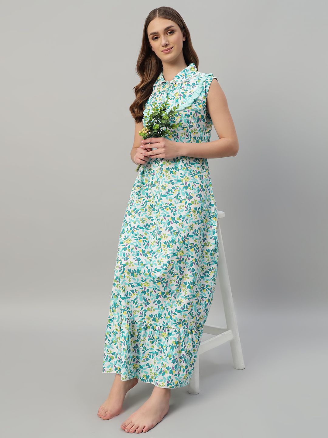 

SEPHANI Printed Maxi Nightdress, Green