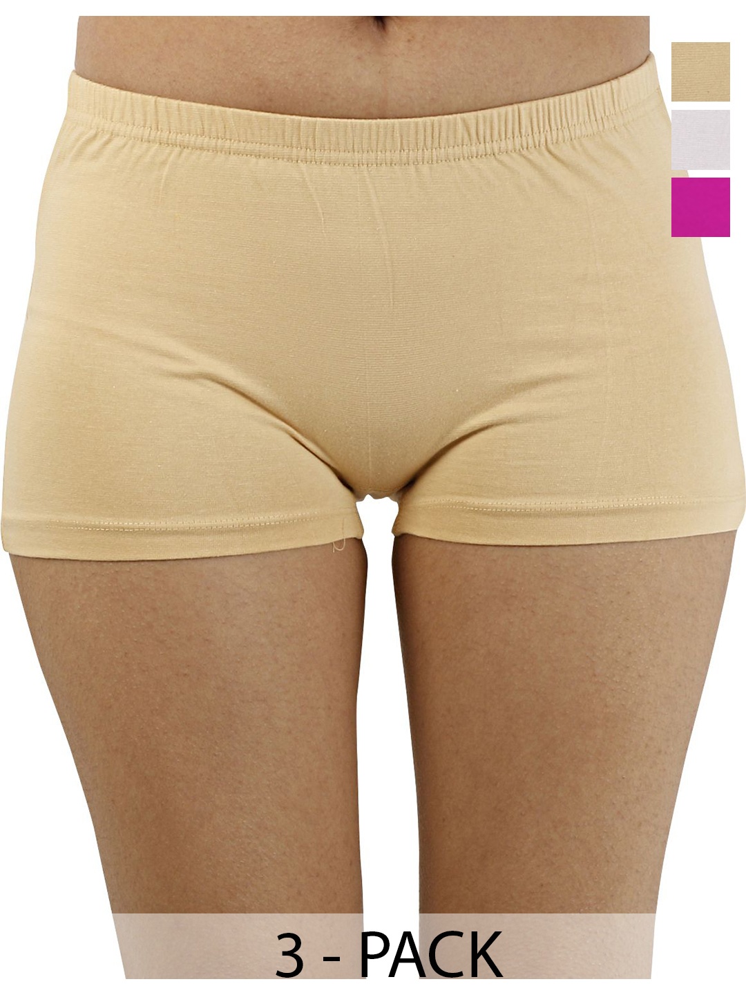 

Diving Deep Women Pack of 3 Boy Shorts Briefs, Beige