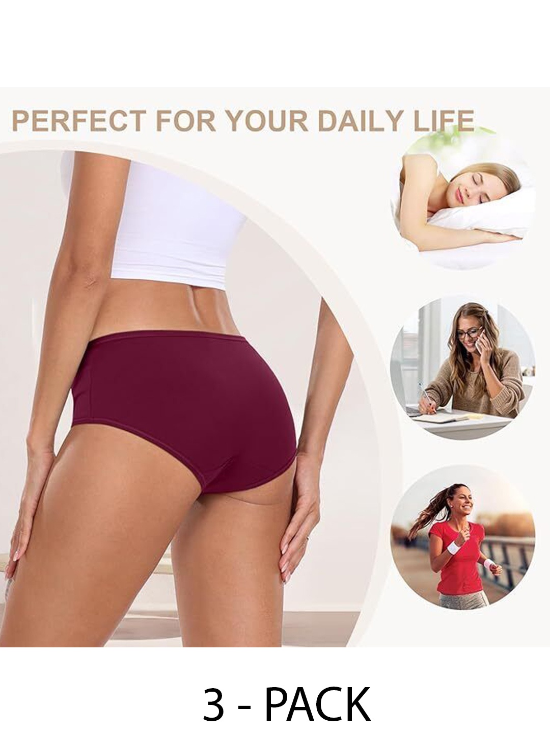 

Diving Deep Women Pack of 3 Cotton Hipster Briefs, Assorted