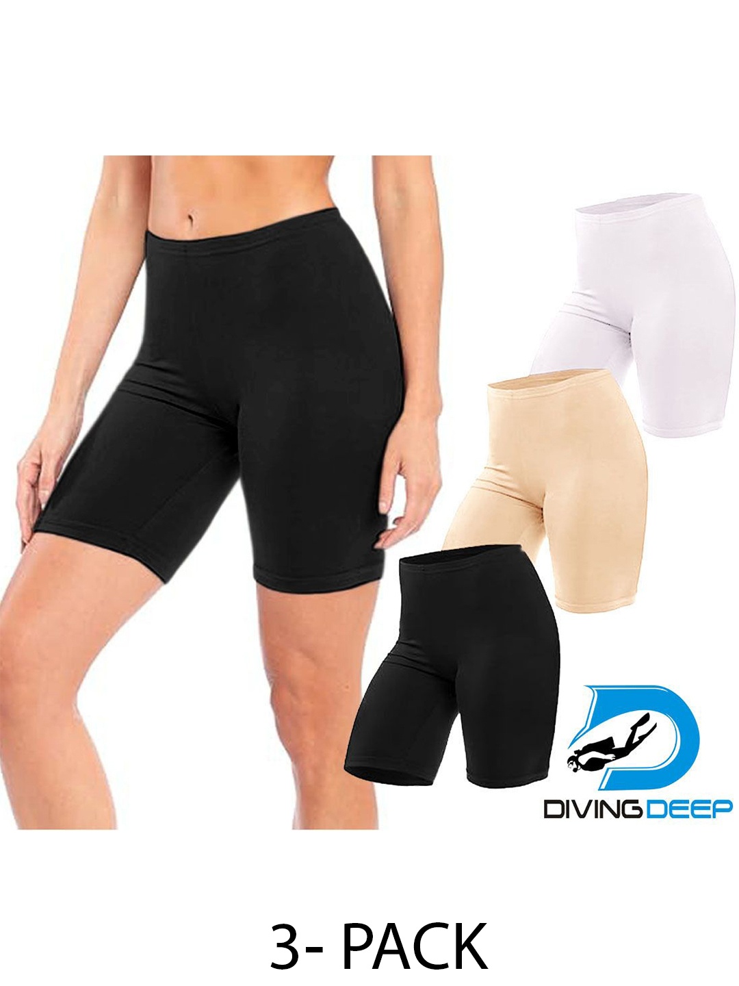 

Diving Deep Women Pack Of 3 Cotton Boy Shorts Briefs, Black