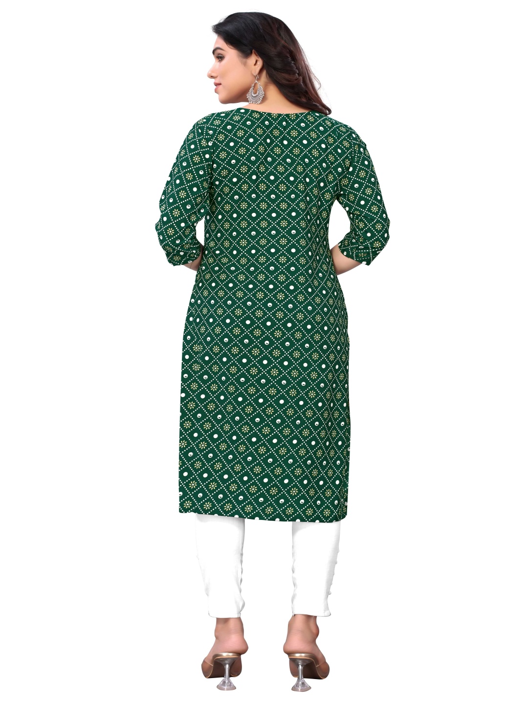 

KETAKI FASHION Selection Of 2 Geometric Printed Round Neck Straight Kurta, Green