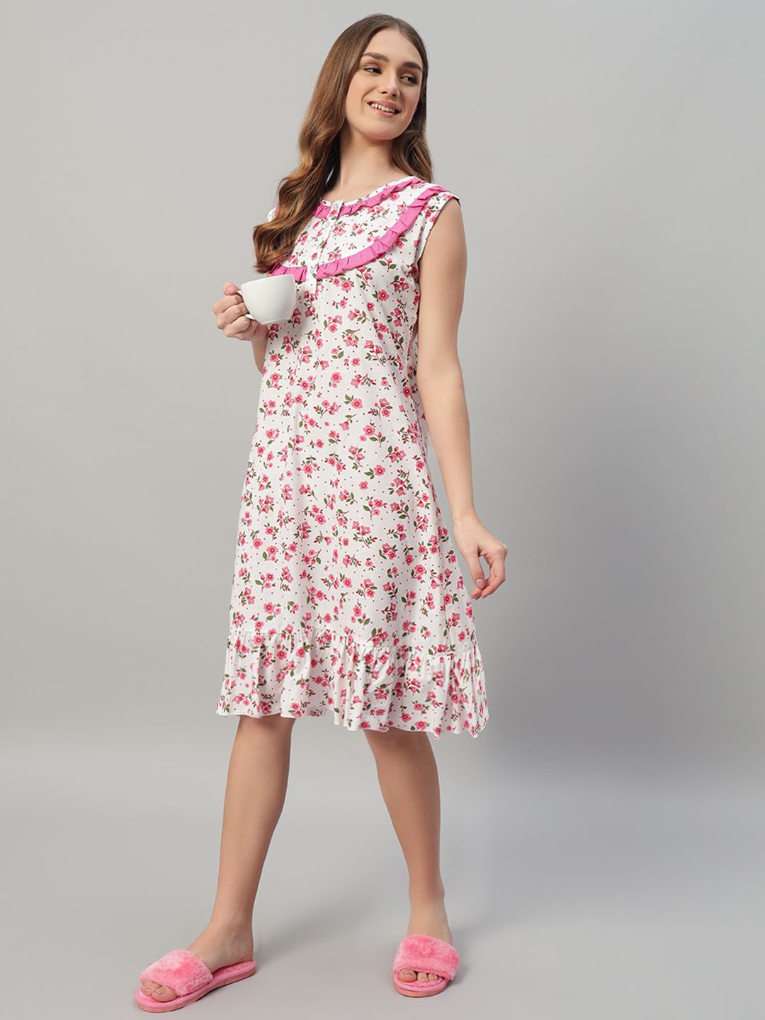 

SEPHANI Printed Nightdress, Pink