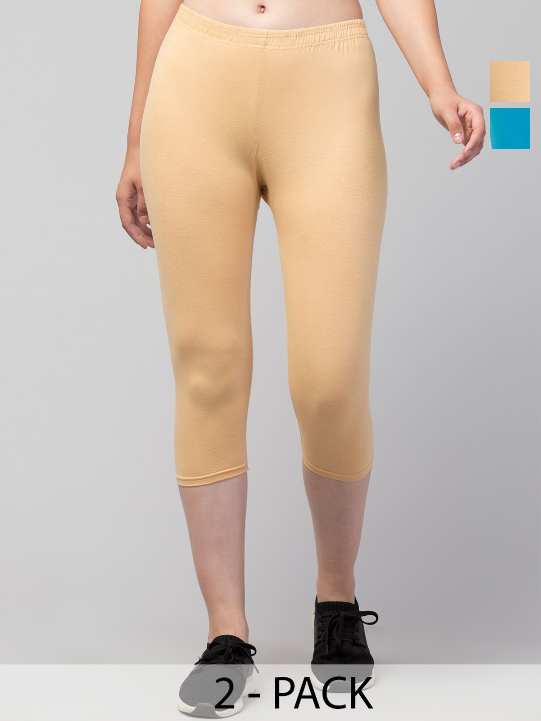 

ULLAS Women Skinny Fit Capris, Beige