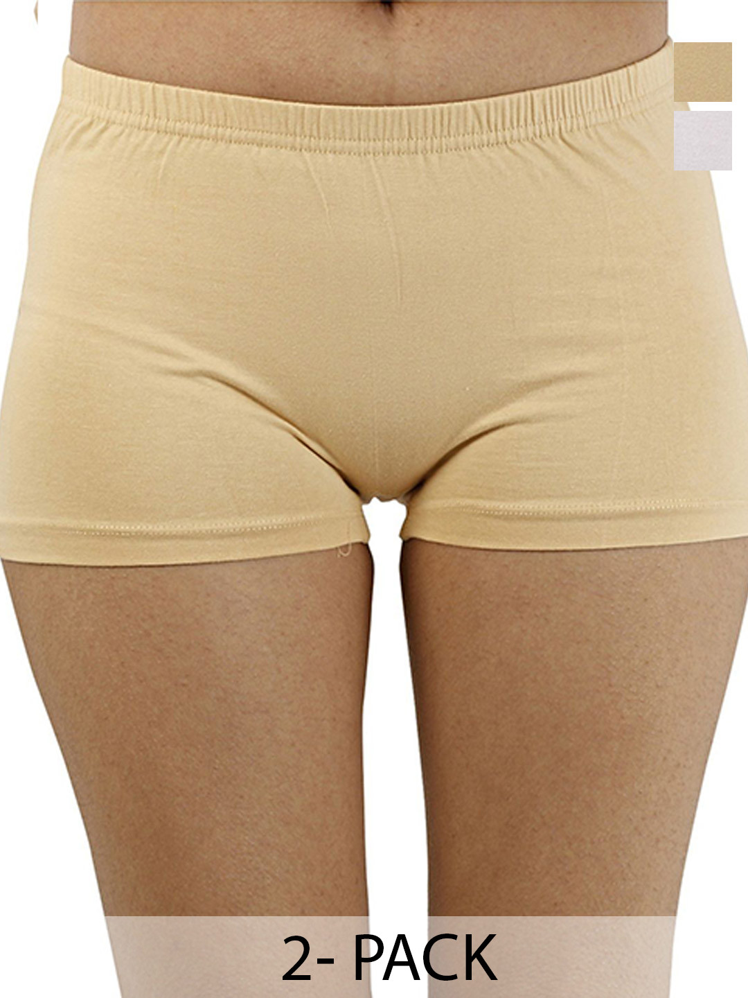 

Diving Deep Women Pack of 2 Cotton Boy Shorts, Beige