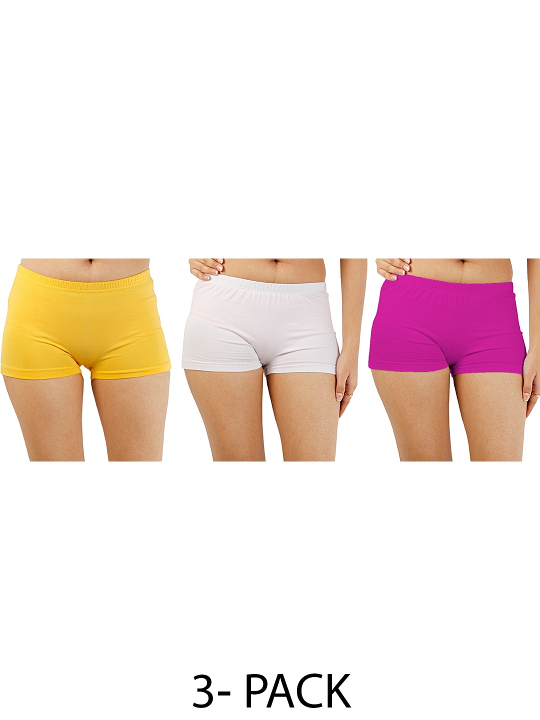 

Diving Deep Women Pack of 3 Cotton Low-Rise Boy Shorts Briefs, Yellow