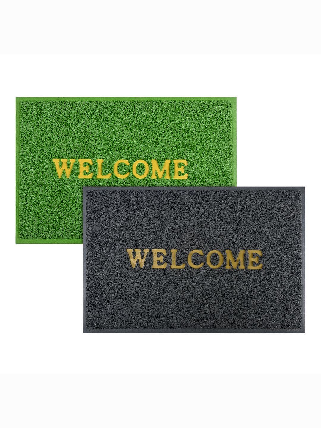 

Kuber Industries Green & Grey 2 Pieces Printed Anti-Skid Doormats