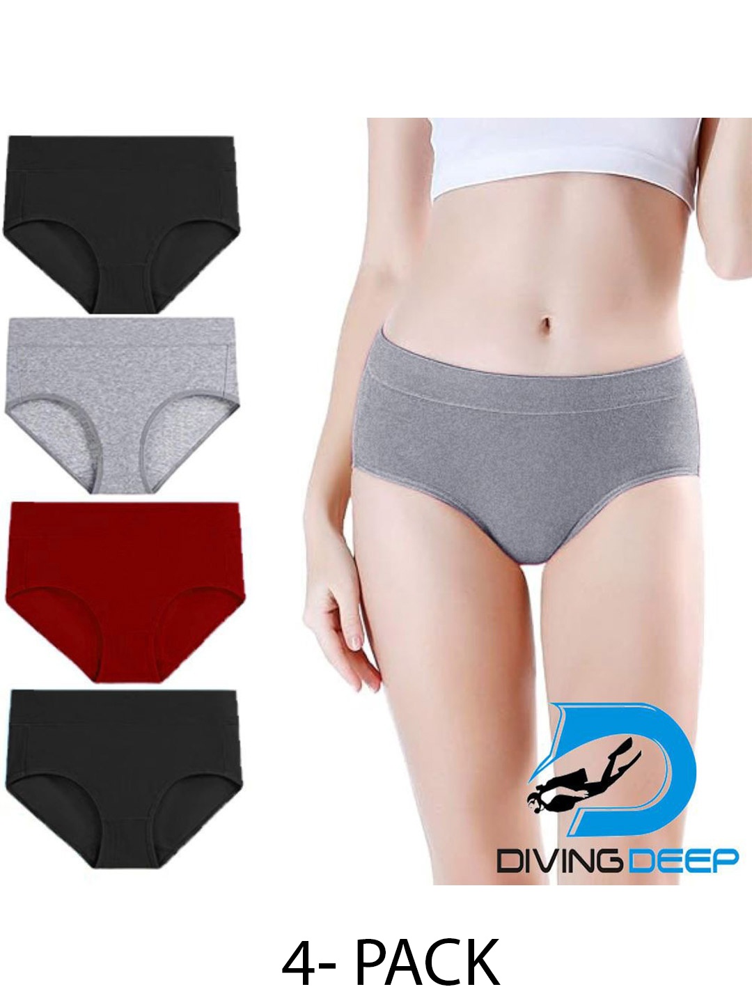 

Diving Deep Women Pack of 4 Cotton Hipster Briefs, Assorted