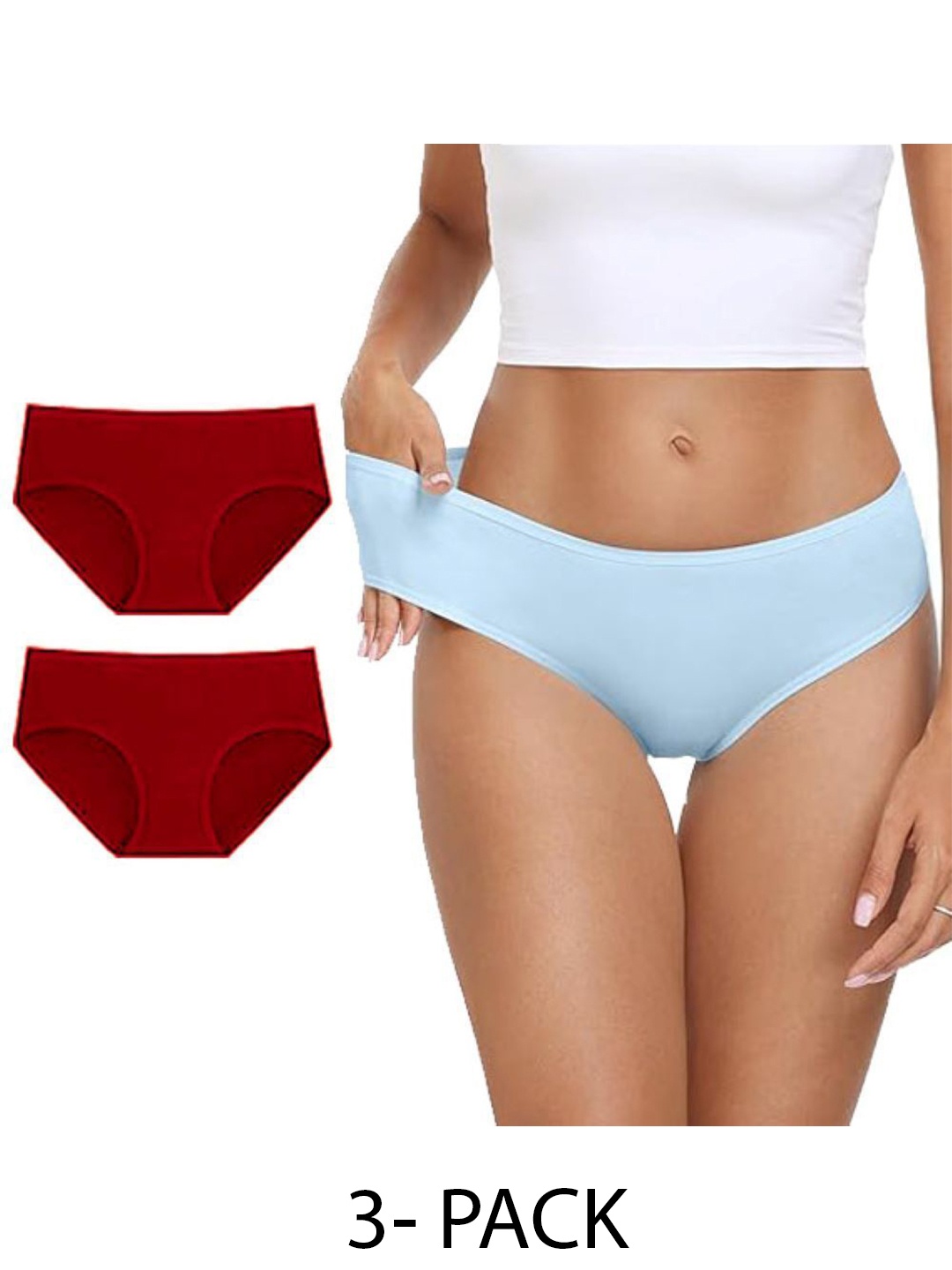 

Diving Deep Women Pack of 3 Mid-Rise Cotton Hipster Briefs, Blue