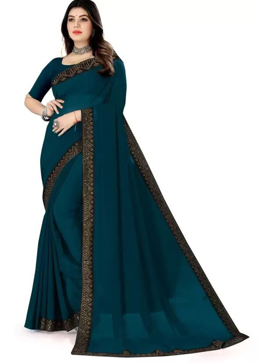 

Florence Embellished Pure Georgette Saree, Blue