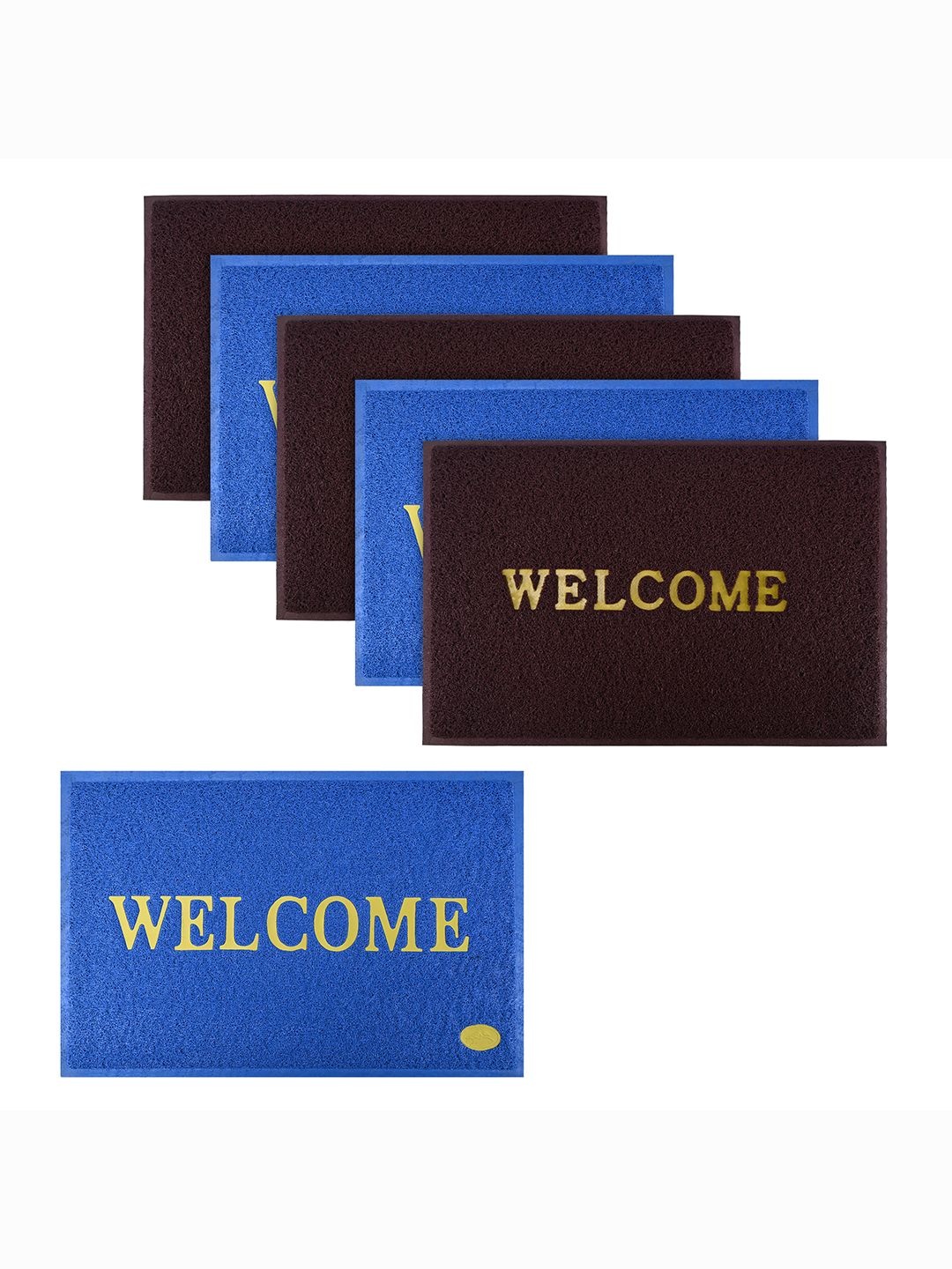 

Kuber Industries Brown & Blue Pack of 6 Rubber Large Doormats