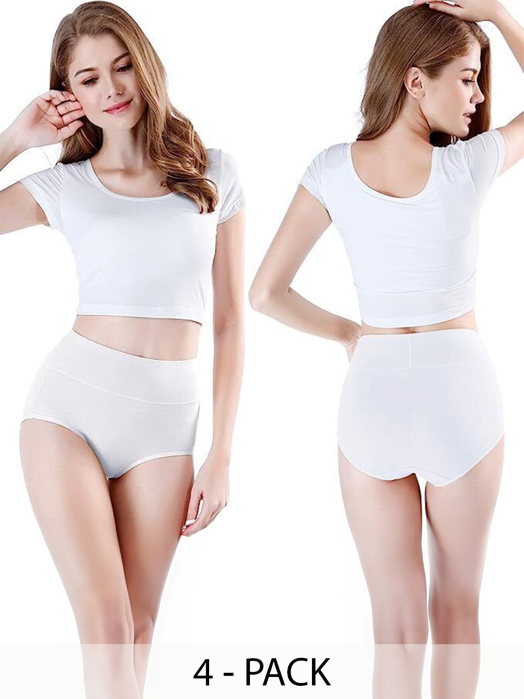 

Diving Deep Women Pack of 4 Cotton Hipster Briefs, White