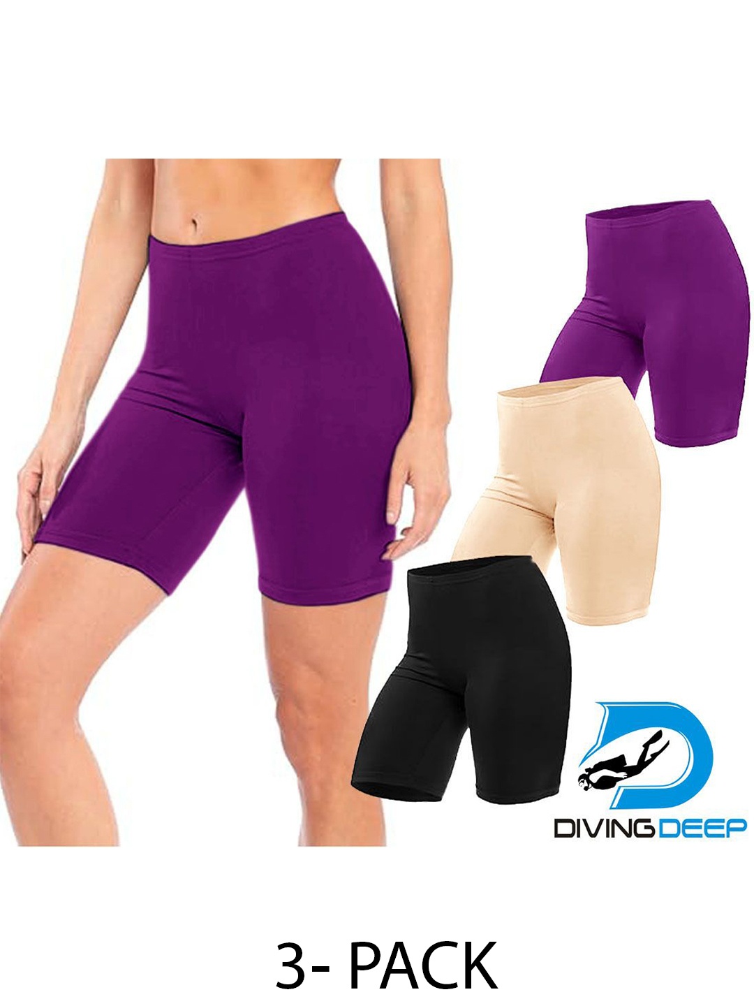 

Diving Deep Women Pack of 3 Cotton Mid-Rise Shorts Briefs, Purple